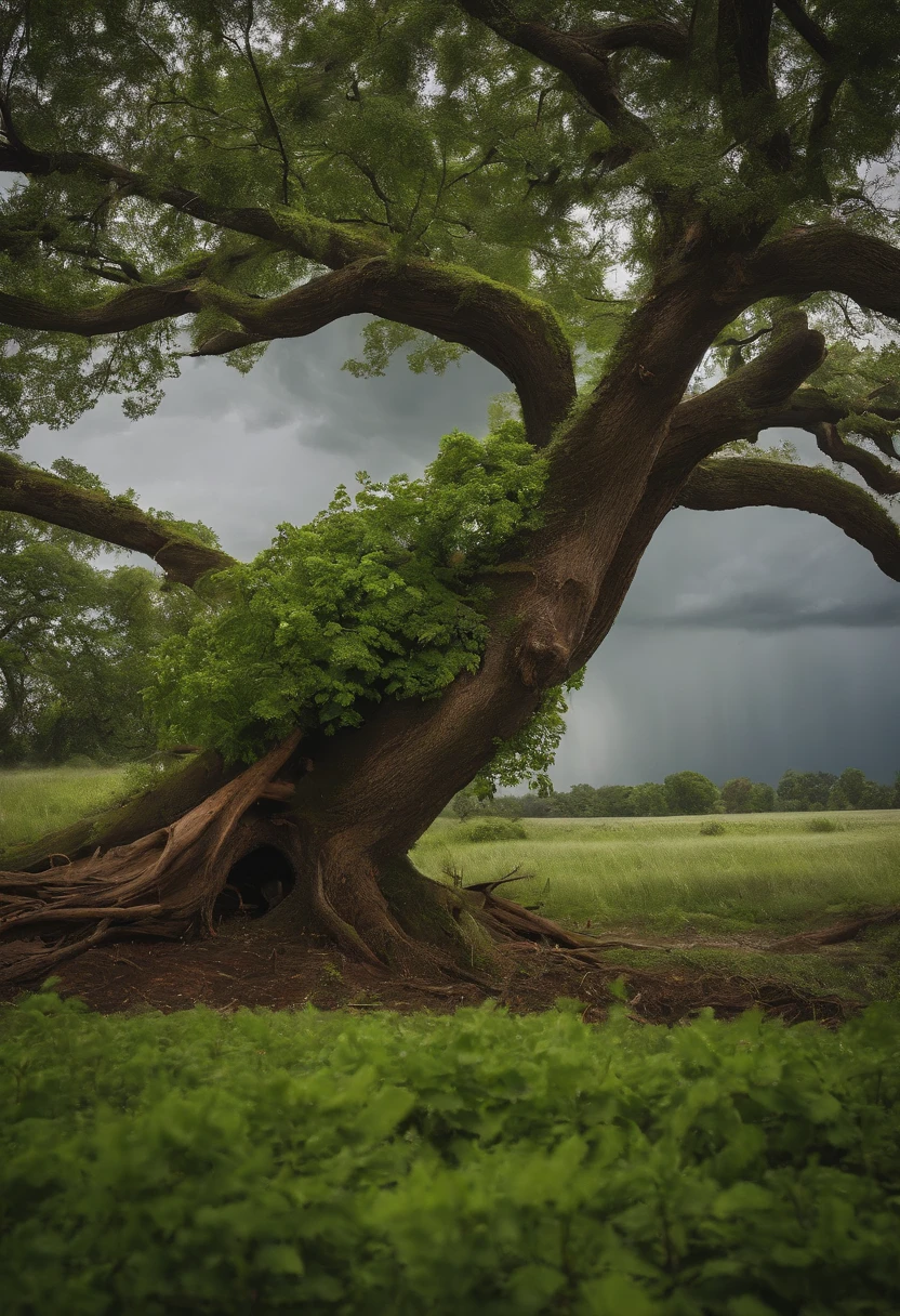 Big wind,Green trees fall to the ground,Tornadoes rage,Weeping people