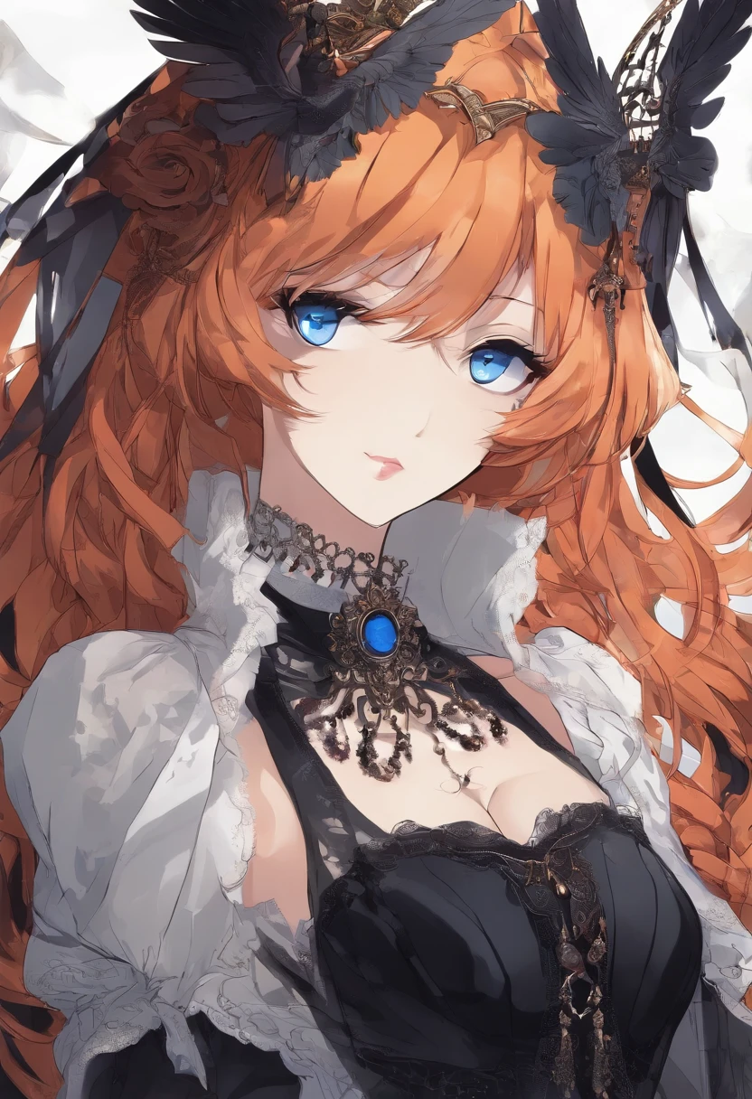 Kousaka honoka, blue eyes, orange hair, cleavage, lipstick