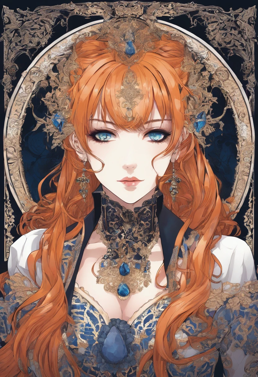 Kousaka honoka, blue eyes, orange hair, cleavage, lipstick