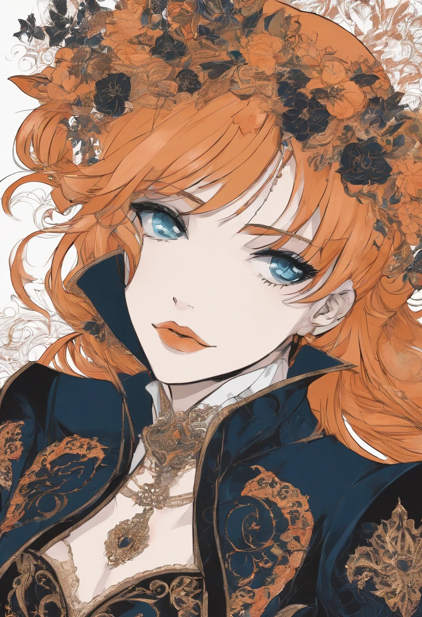 Kousaka honoka, blue eyes, orange hair, cleavage, lipstick