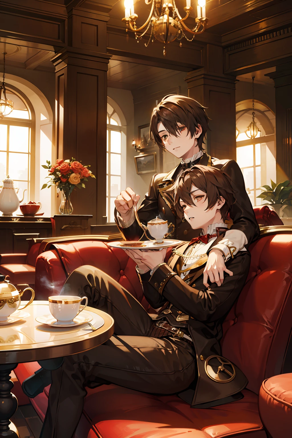 tea parties　plush furnishings　male people　twinks　{{ember}}　steampunc