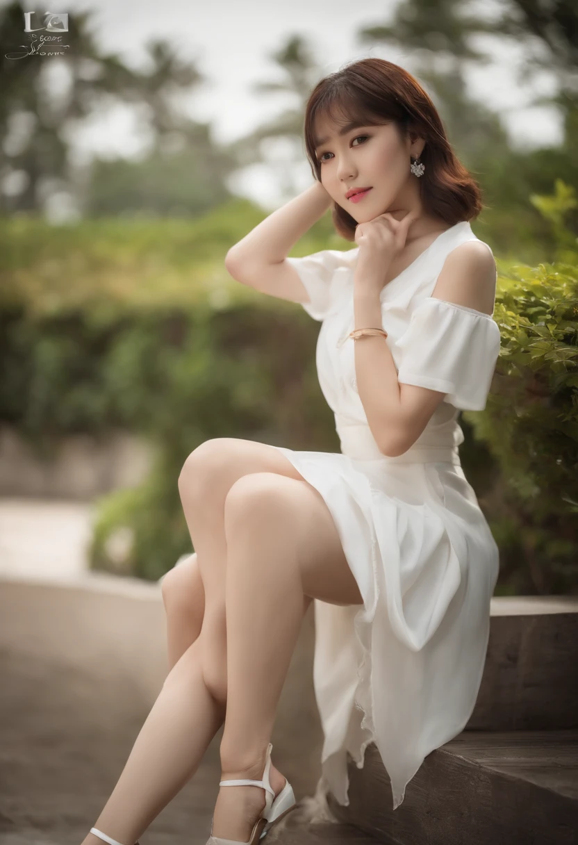 ((top-quality、8K、masterpiece:1.3))、1girl in、Slim beautiful woman:1.3、(Casual Hairstyles、huge tit:1.2)、Casual clothing:1.2、By the sea、Super Detail Face、Delicat eyes、二重まぶた、kindly smile