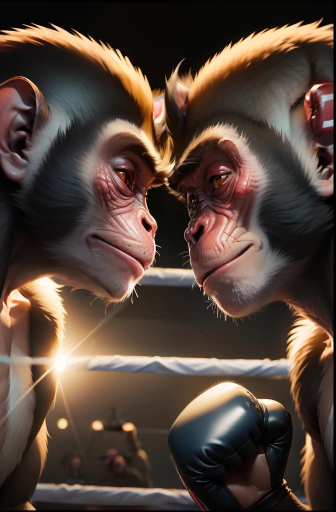 monkeys fighting boxe