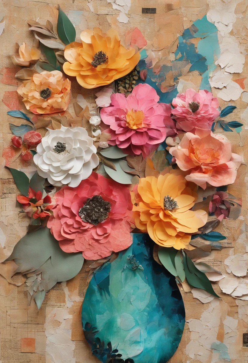 Fake flowers，A vase made of petals,