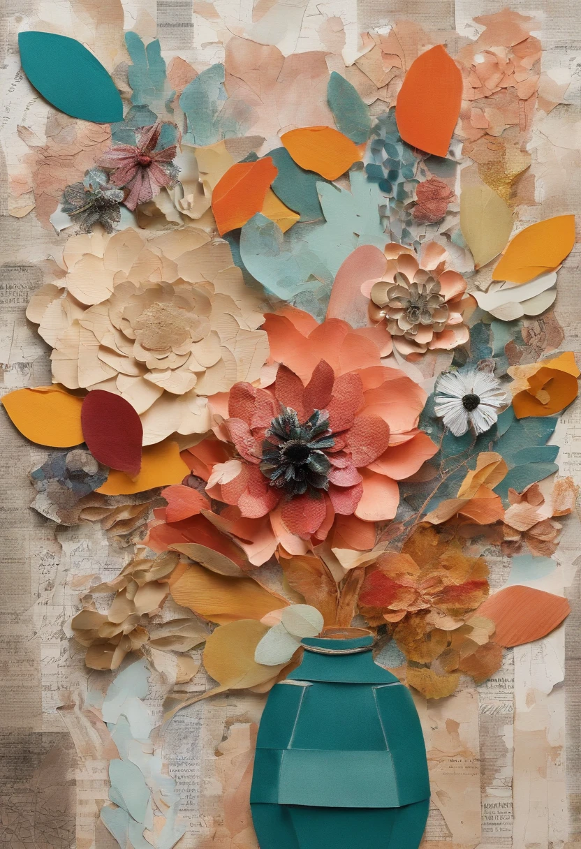Fake flowers，A vase made of petals,