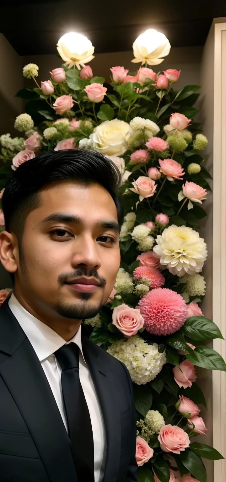 there is a man in a suit and tie standing in front of a flower arrangement, profile picture, professional profile picture, nivanh chanthara, 2 8 years old, 2 7 years old, 2 9 years old, hoang long ly, 38 years old, damien tran, professional picture, dzung phung dinh, bao pham