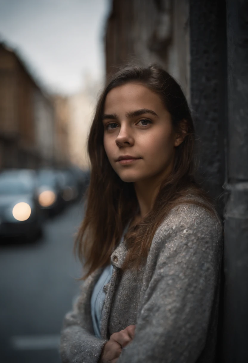 A fourteen-year-old girl on the street