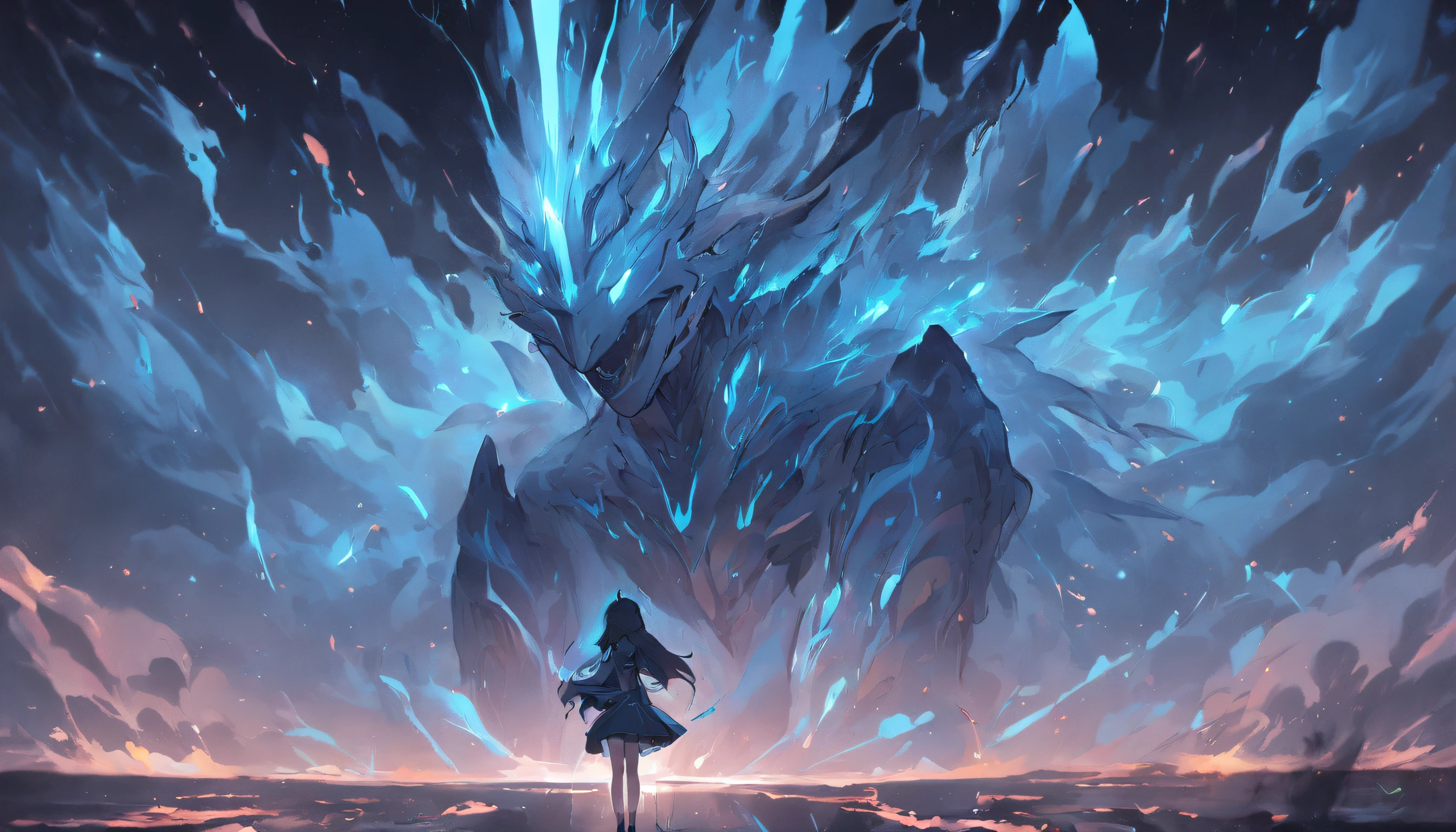 (Legendary artwork),(Running unicorns),Blue-black body,fluorescence,rendering by octane:1.5,in a cloud,Faraway view,Ultra-clear image quality,No characters,(Cloud effects:1.5),(Lightning effects:1.5),(Water vapor effect:1.5),super detailing,8K,official works