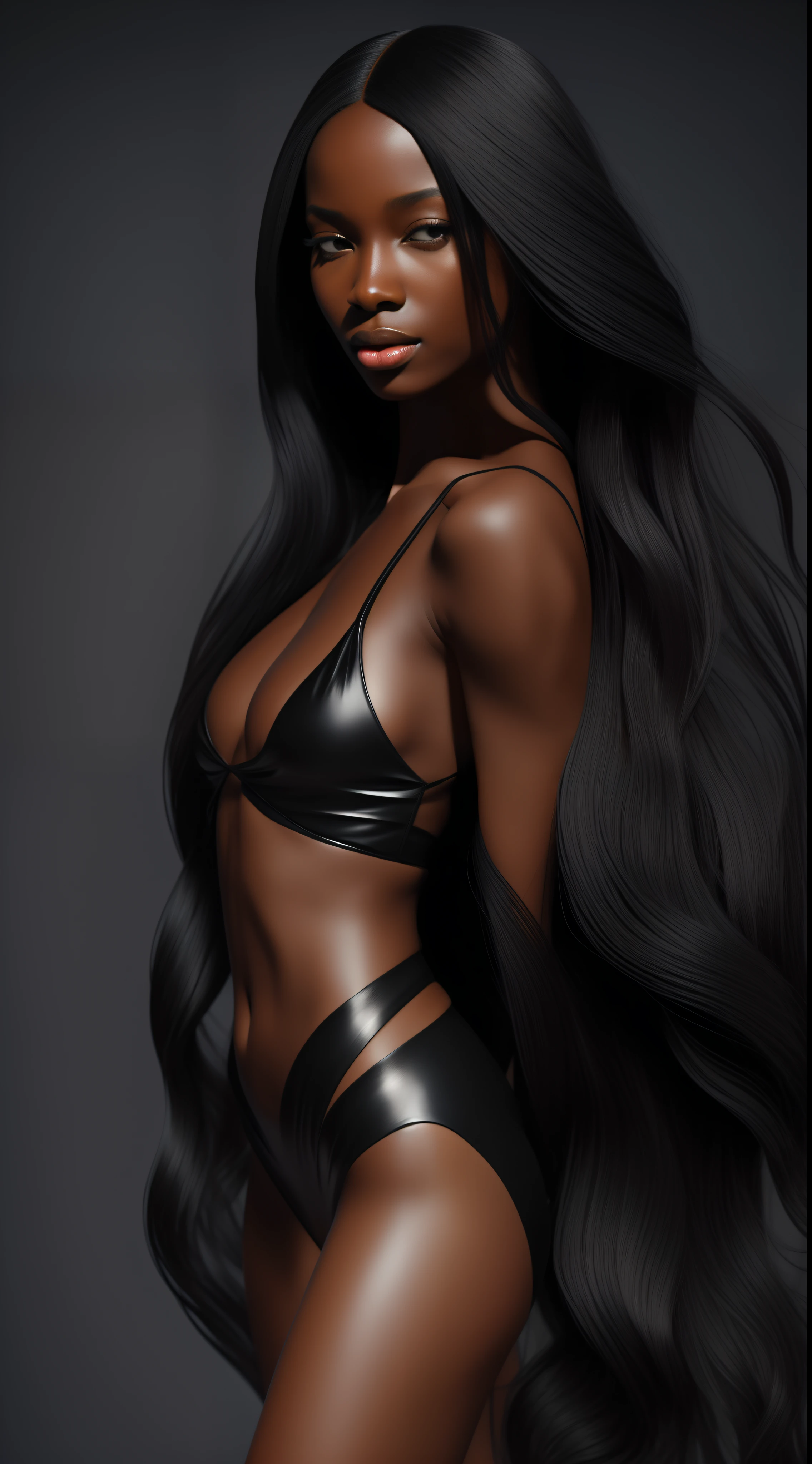 Interpretation of the human female form, Beautiful glowing skin, long, Black flowing hair, Modern visual concept art, Inspired by Enoch Boles, John Simmons, ArtGerm, Trending on ArtStation, intricate detailes, 4k 3D concept art, High resolution, masutepiece,