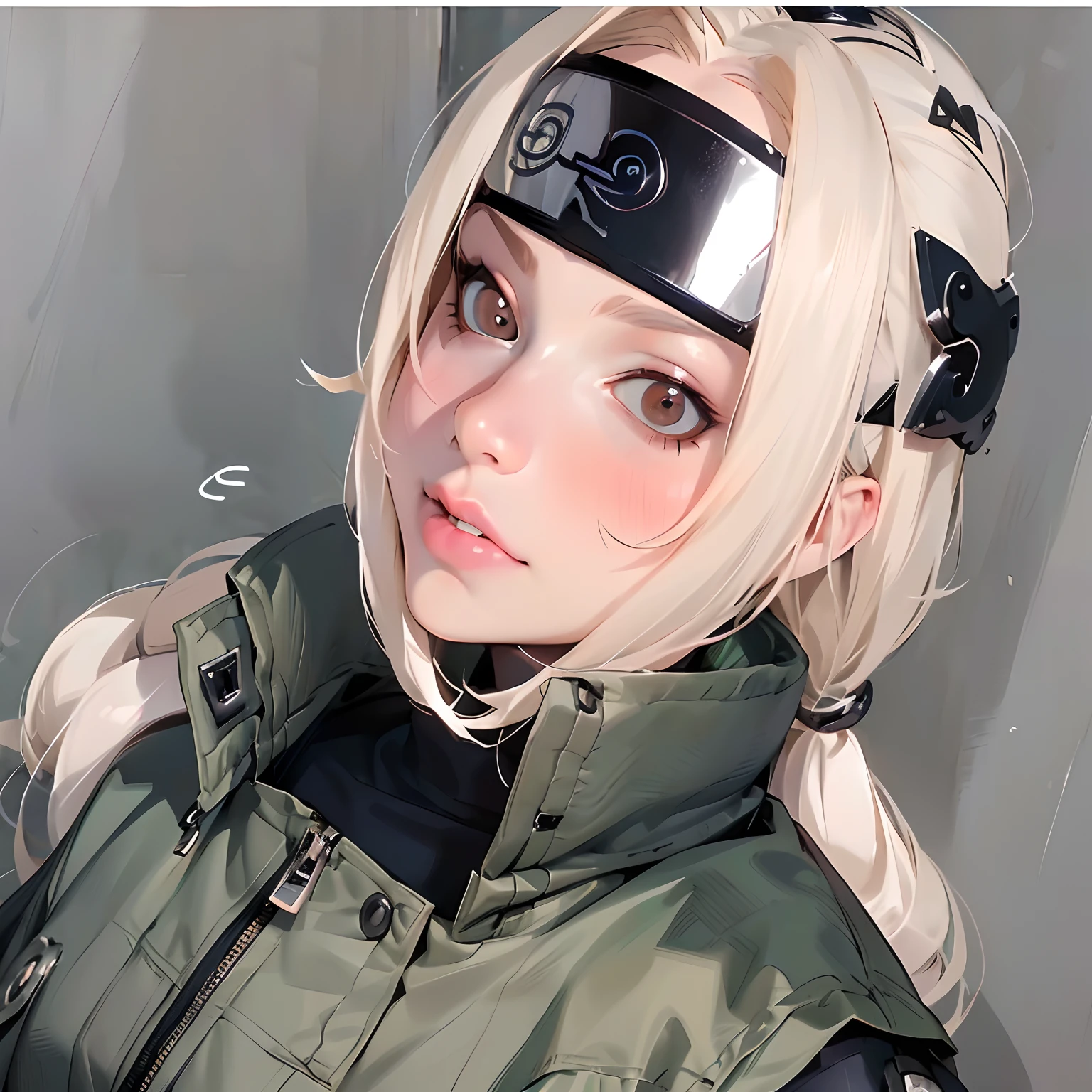 a closeup of a person wearing a headband and a jacket, Inspirado em anime, menina perfeita de cabelos brancos, Menina anime na vida real, Anime cosplay, Tsunade, Naruto, Anime Garota Cosplay, anime vibes, como um personagem de anime, Kerli Koiv como Anime Girl, Ciborgue - Menina com cabelo prateado, Cosplay profissional, Cosplay realista, Estilo anime, Estilo anime