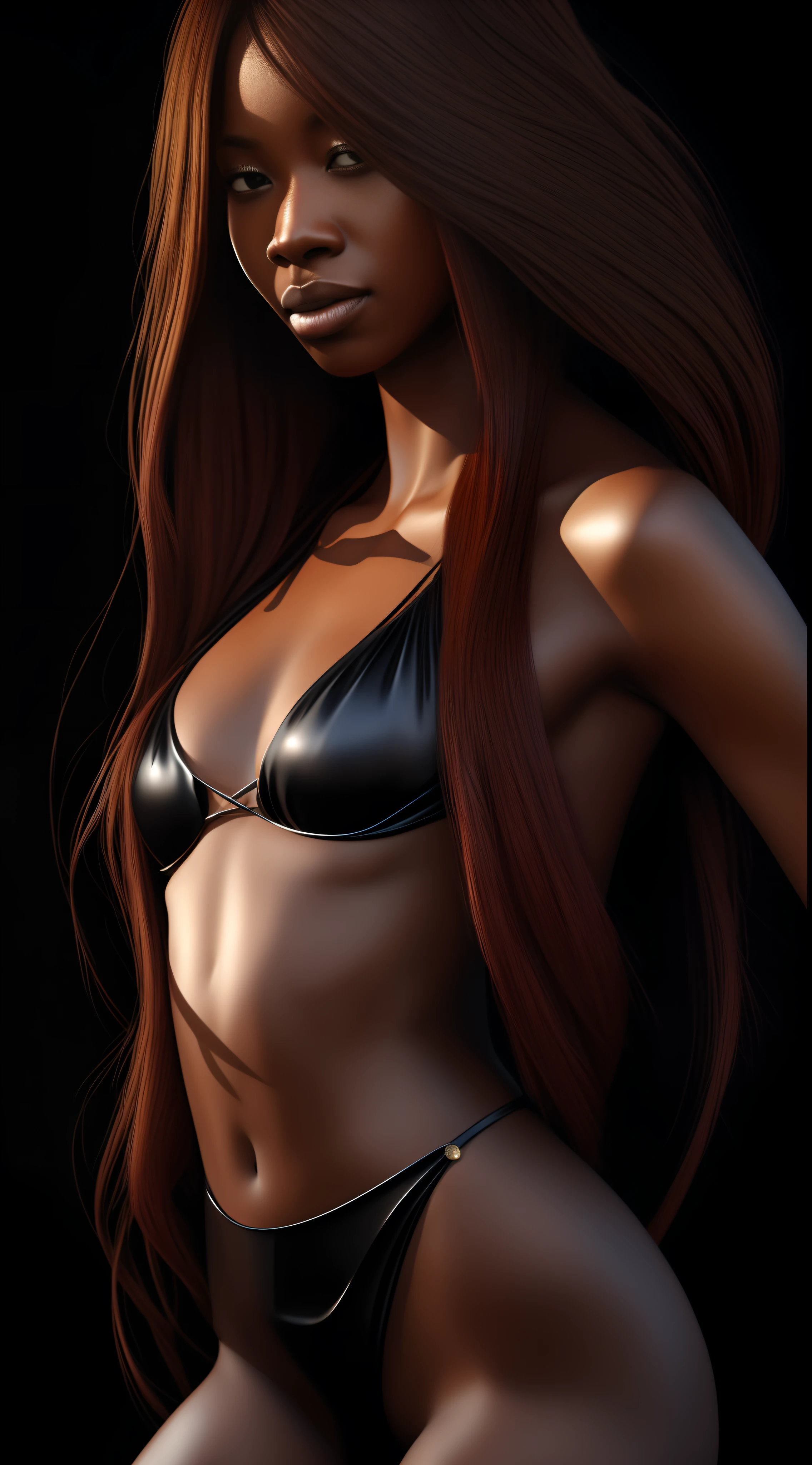 Interpretation of the human female form, Beautiful glowing skin, long, Black flowing hair, Modern visual concept art, Inspired by Enoch Boles, John Simmons, ArtGerm, Trending on ArtStation, intricate detailes, 4k 3D concept art, High resolution, masutepiece,