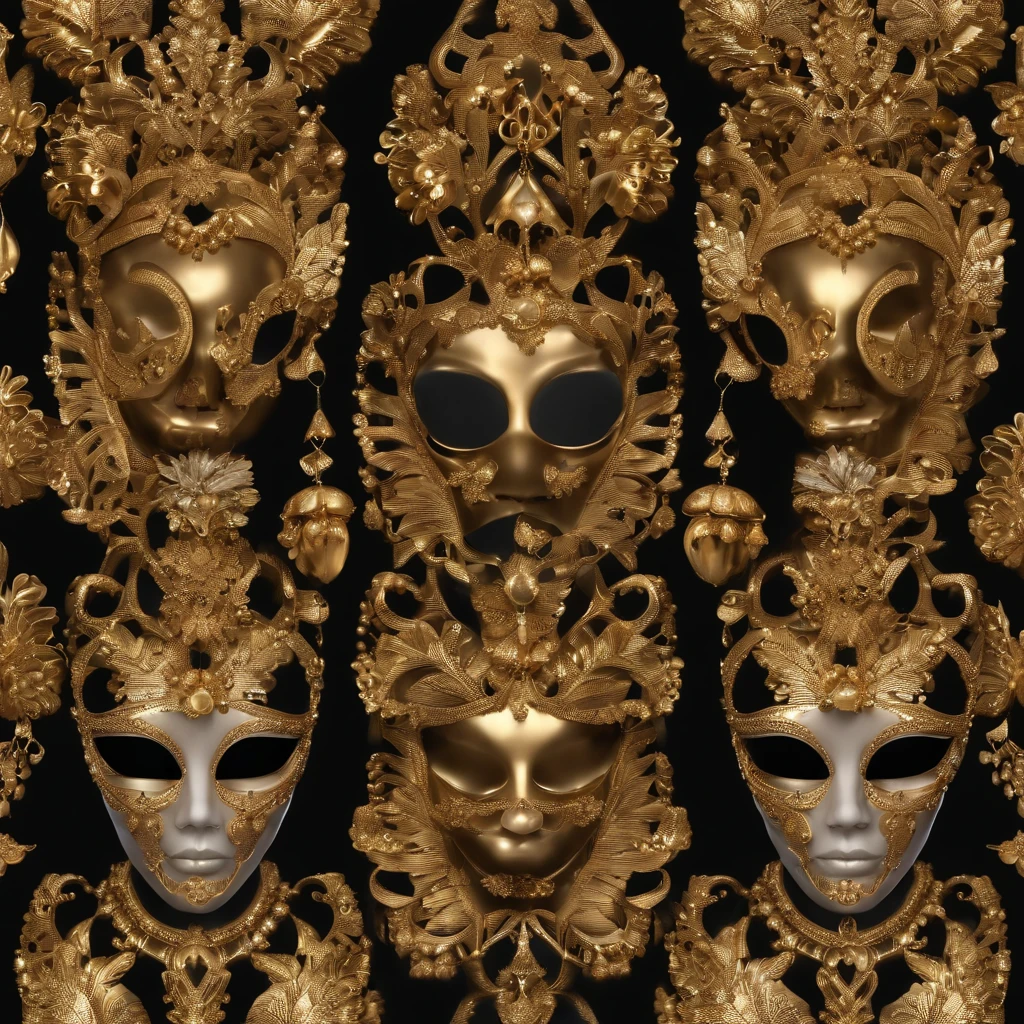 The woman wears gold and gold makeup,The style of the skull pattern,Covered with luxurious jewelry, jewelry, Luxurious, Dark white and dark bronze, Jewelry for painters and sculptors,high detailed,Realistic,hyper intricate details, 8K, cenematic lighting, filmic