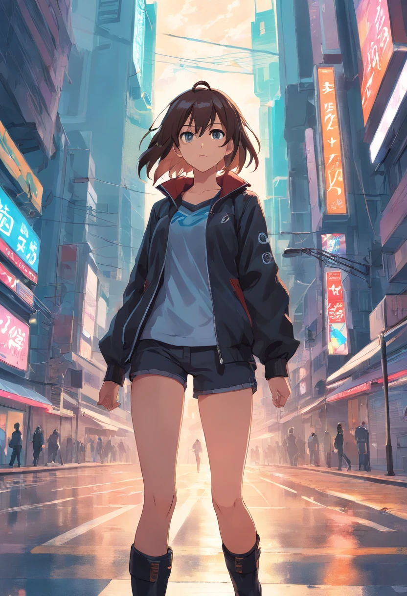 8k, NO missing hands, Look up at the camera, olhos vazios, Dynamic, 1girl, solo, mid hair, cabelos pretos, olhos castanhos, angry, 26 years old, mature female, black jacket, white shirt, black pants, black knee boots