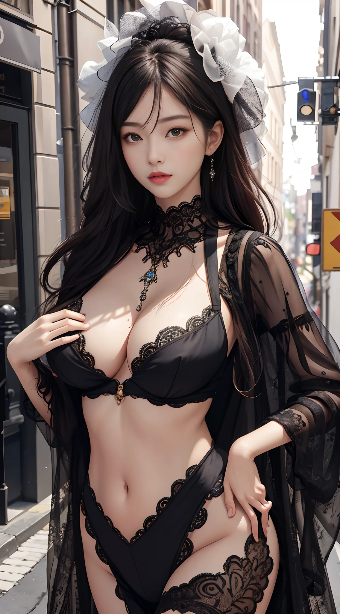 (Masterpiece, best quality, rich detail, realism: 1.3), (ulzzang-6500-v1.1:0.7), 1girl, upper body, (hips, big breasts, sexy, beautiful, perfect body: 1.3)