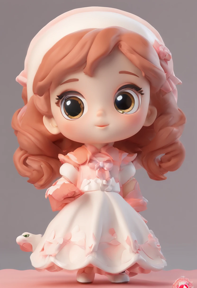 Super cute girl IP by pop mart, Bright Eyes, Cherub,little white skirt, clay, models, blind box toys, glossy and delicate,clean background, good shine, 3D rendering,best quality