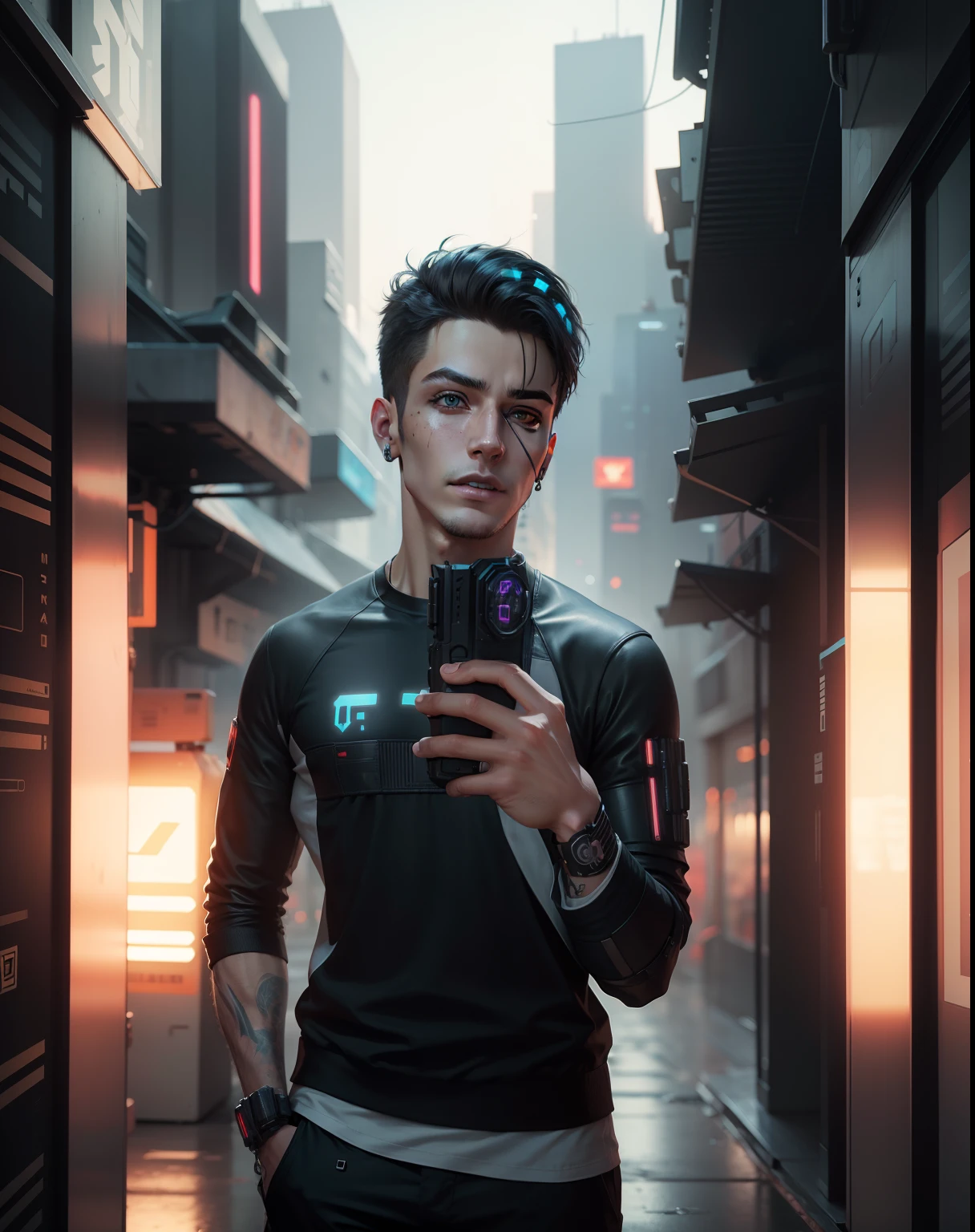 Change background cyberpunk handsome boy realistic face, 8k,ultra realistic