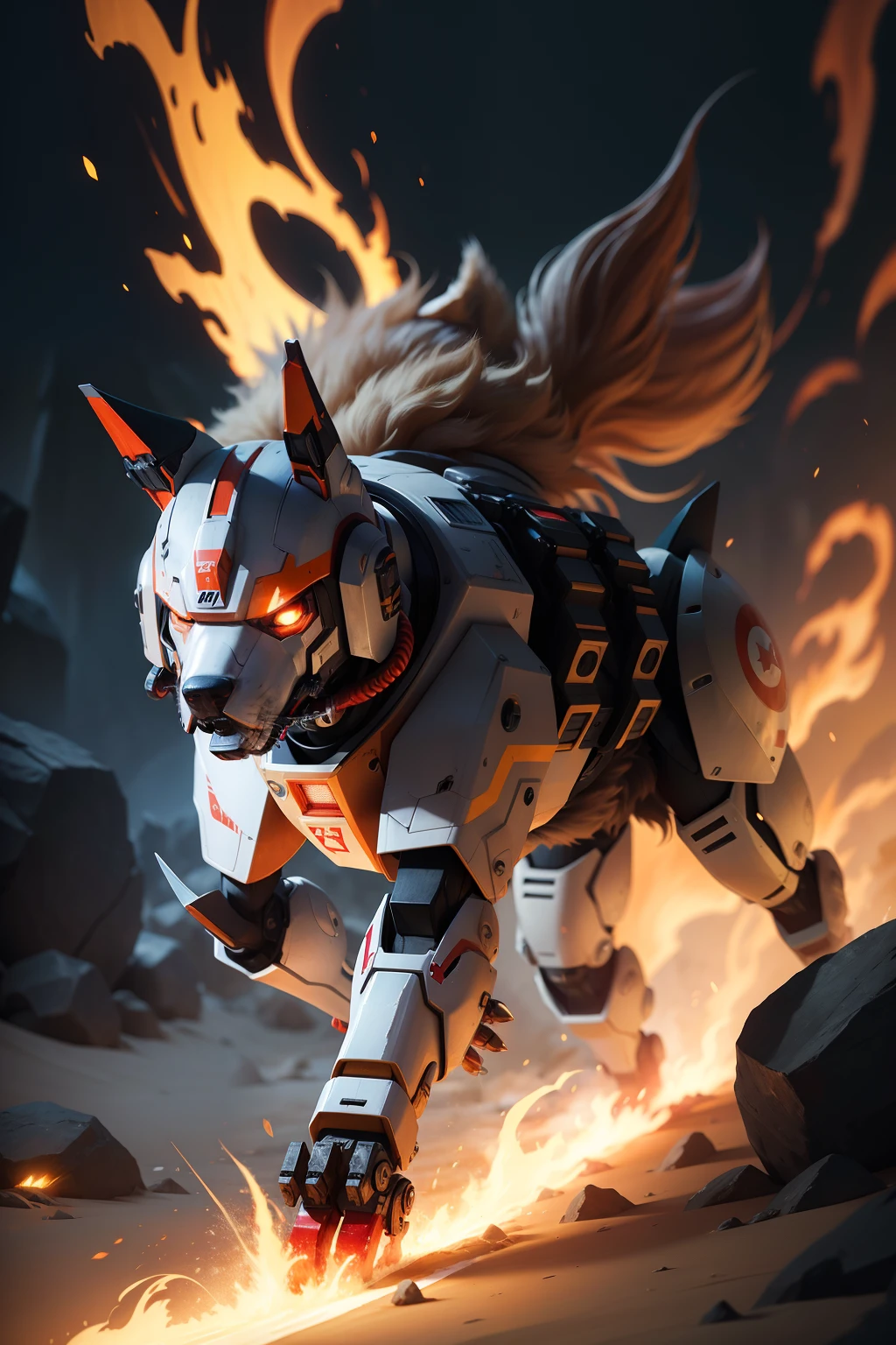 Mecha Fire Element Dog Warrior