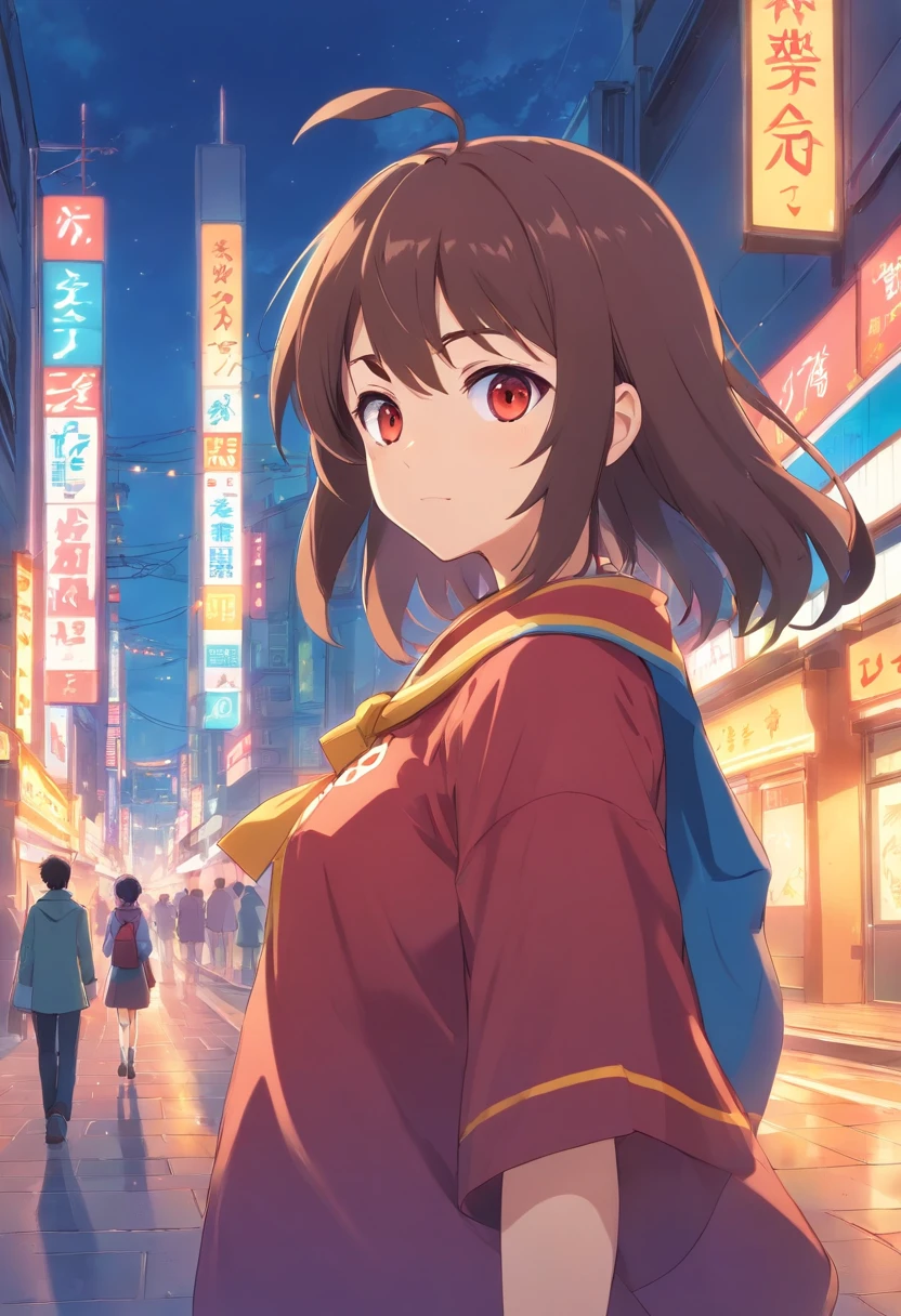 Girl_megumin_konosuba, qualidade superior、membros completos、dedos completos、Beleza esbelta、cabelos lisos、cabelos curtos , cabelos curtos、Joelho alto、Roupa de banho escolar、olhos pequenos、red eyes.