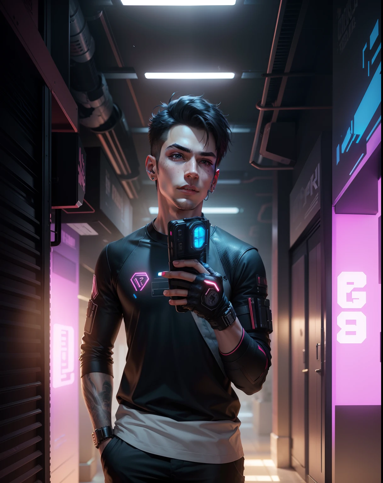 Change background cyberpunk handsome boy original face, 8k,ultra realistic