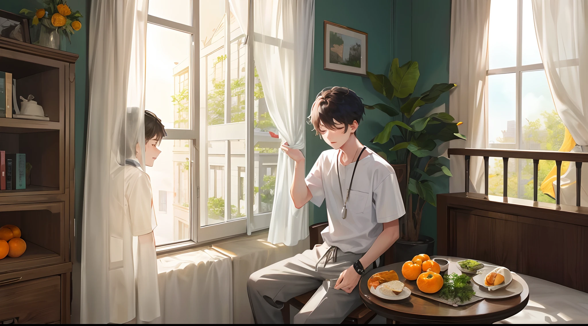 Stood at the door for a long time,The little nurses who passed by for a long time all stole strange glances,The 16-year-old boy slowly pushed the door open。A 16-year-old boy is the most inner,He passed by patches of white curtains,I saw the boy's shadow。
He leaned back against the head of the bed,Close your eyes,Outside the window, a green vine wrapped around the house,The balcony is neatly arranged with a few somewhat potholed oranges。
I found that his lunch didn't move at all—pressed against his lap。