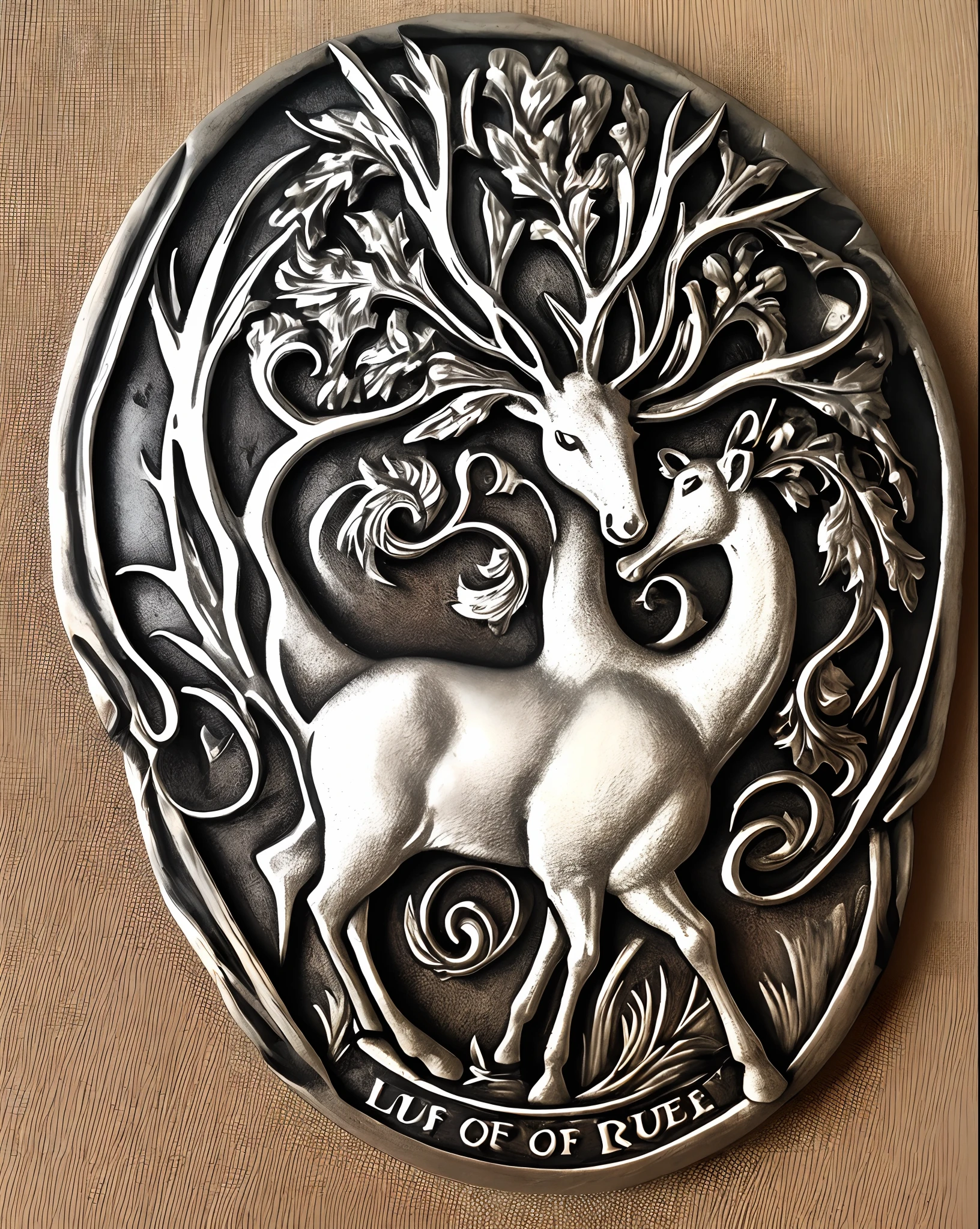 coat of arms, banner, game of thrones style, silver roebuck with full moon magnet