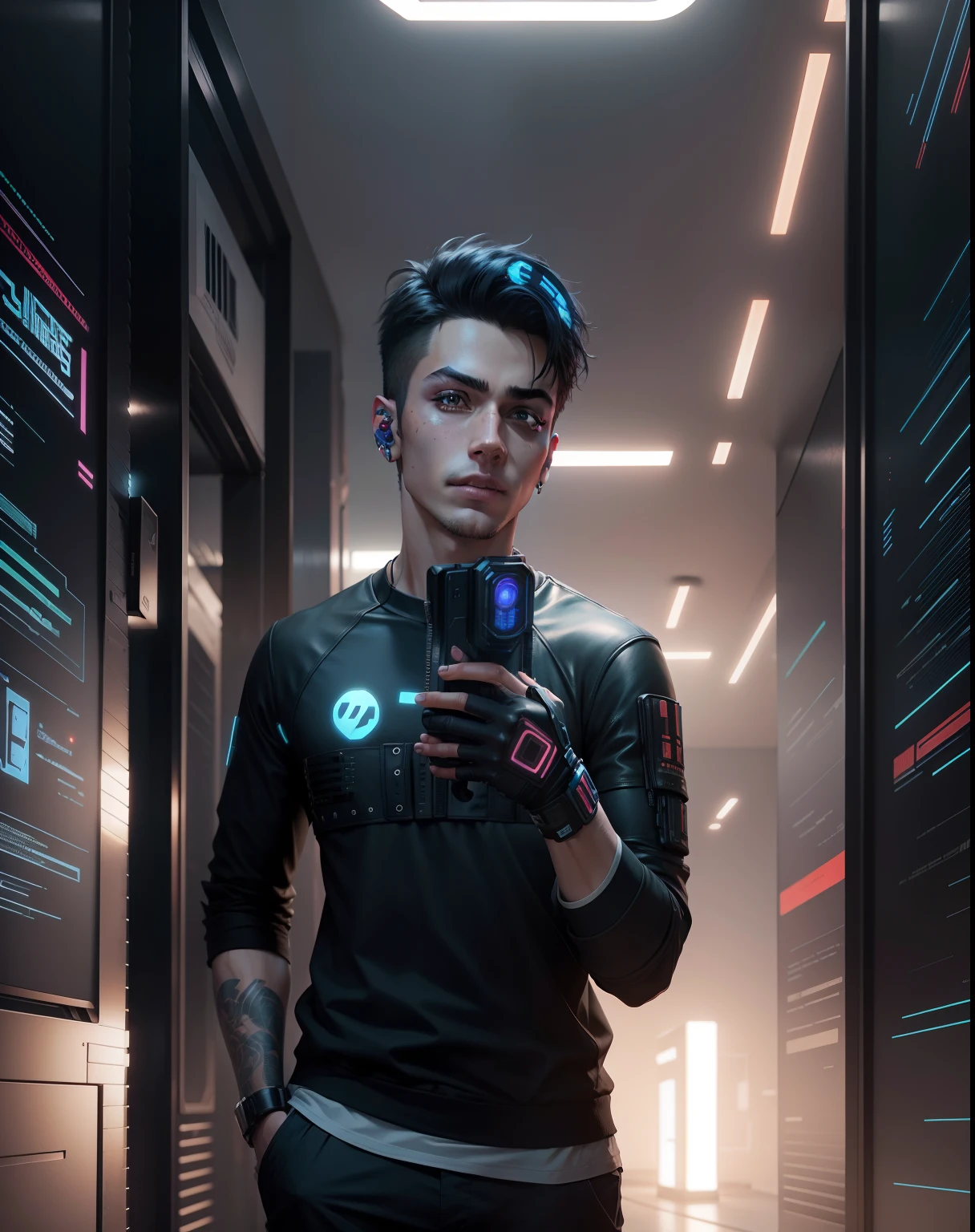Change background cyberpunk handsome boy original face, 8k,ultra realistic