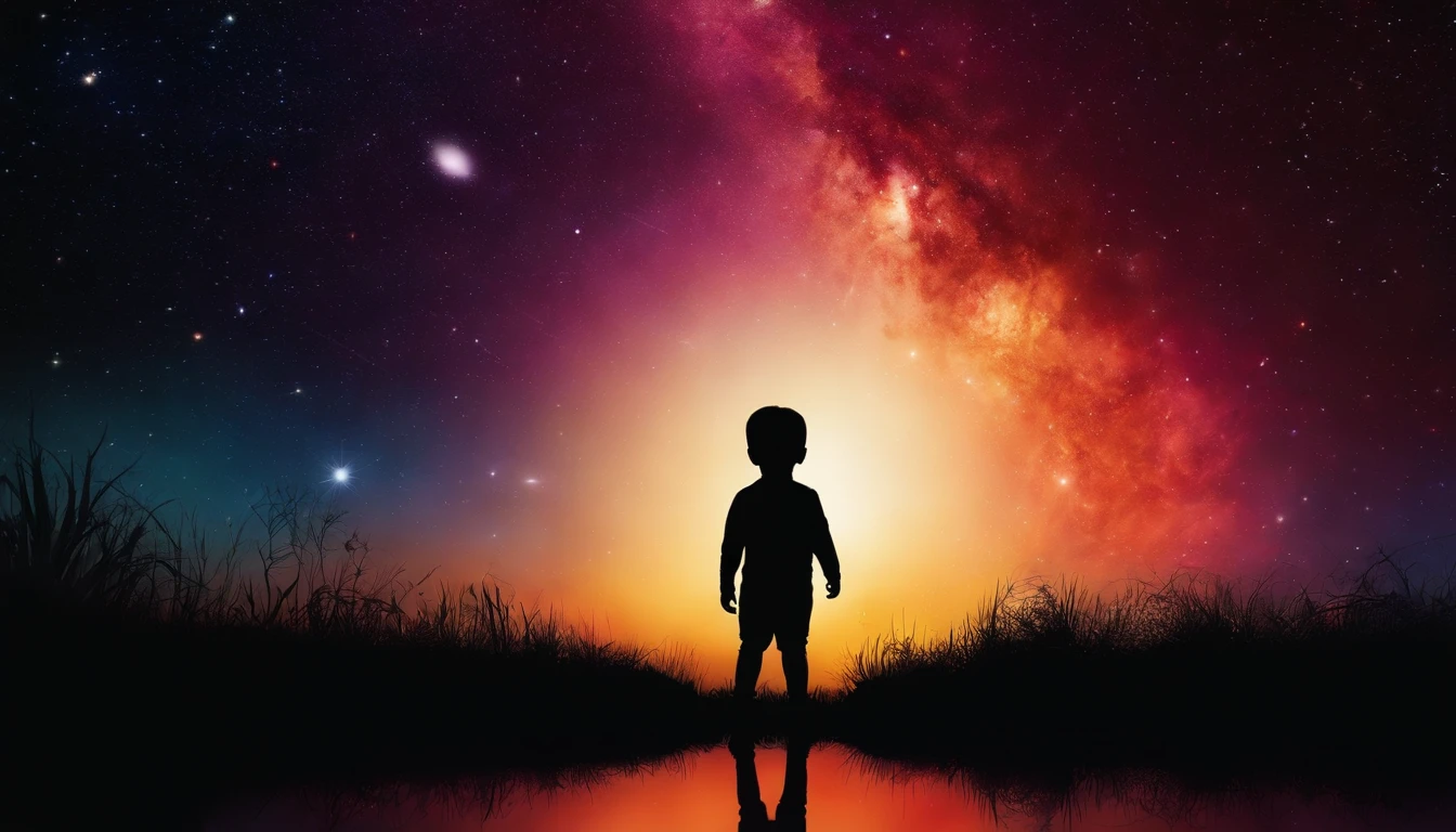 There is a silhouette of a in the universe