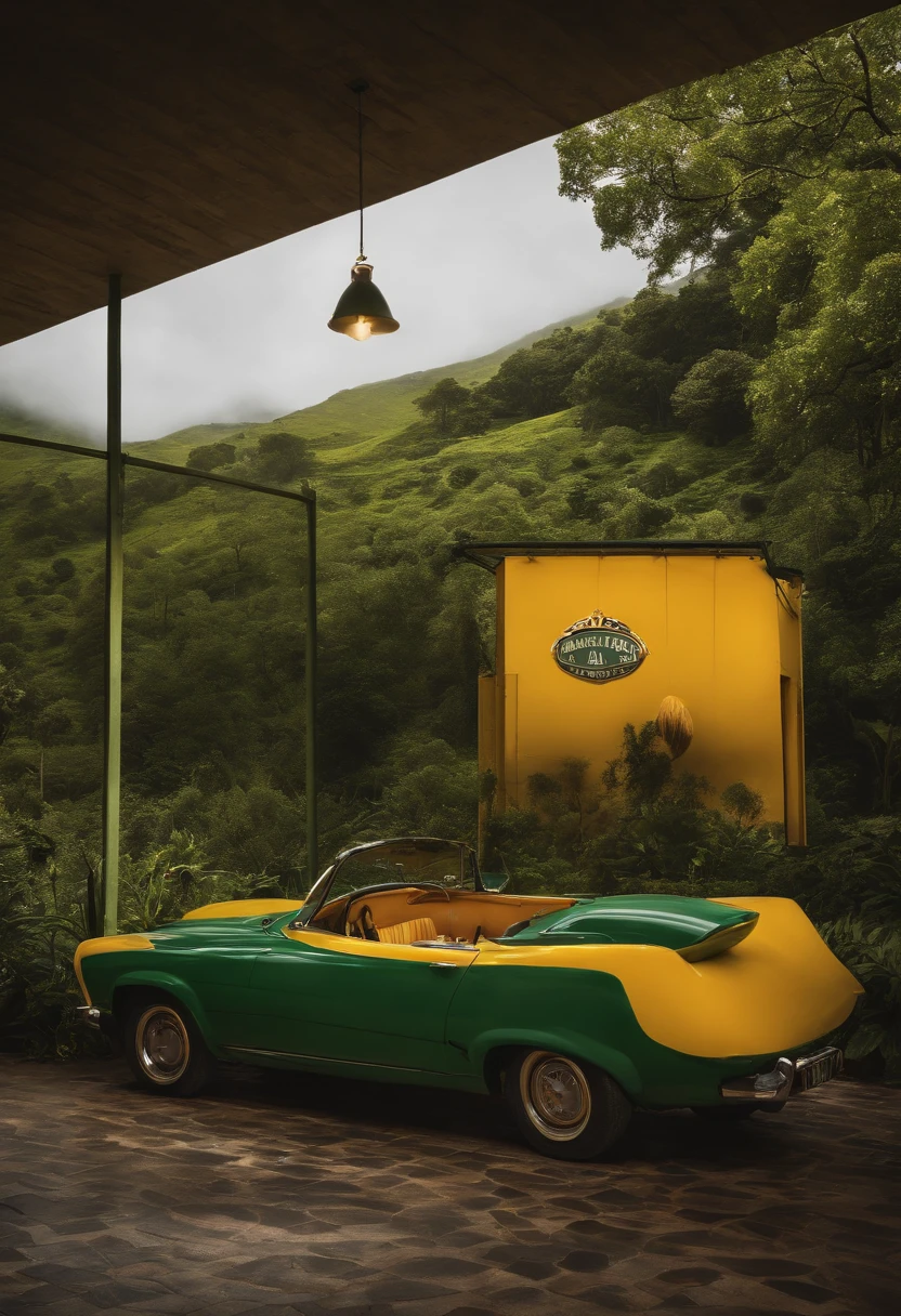 Criar uma imagem realista de uma panela na cor verde e detalhes amarelo, funda metalica e sem tampa.