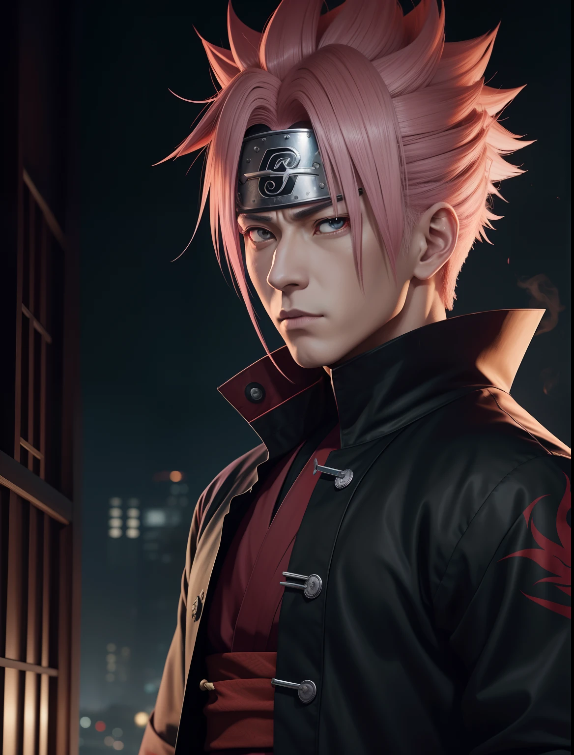 Sukuna do Anime Jujutsu Kaisen, master part, ultra detalhado, best quality, ]cara anime com cabelo rosa e uma jaqueta preta segurando um cigarro, Coringa se parece com Naruto, , Akiyuki Shinbou, Jujutsu Kaisen, , Akira Akatsuki, Ichigo Kurosaki, Ohararyu, Katsushika, 8k!, por Shingei, 8k!!