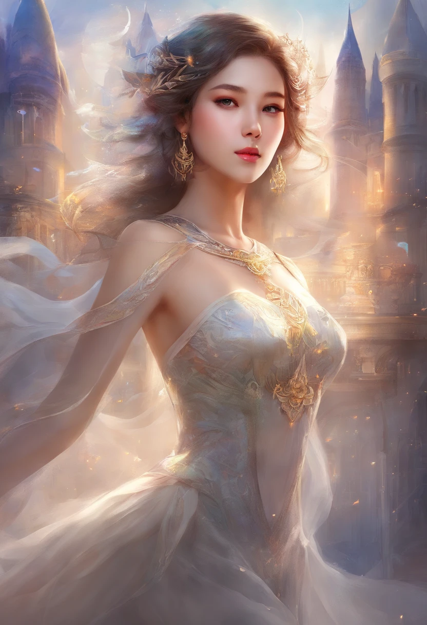 masterpiece), best quality, expressive eyes, perfect face, 1 girl, solo, Korean, 20 years old,transparent dress, medium breasts, big hips, glamorous, alluring, shapely, curvy, dark city background, portrait, cold light, frontal, Natural posture, short hair