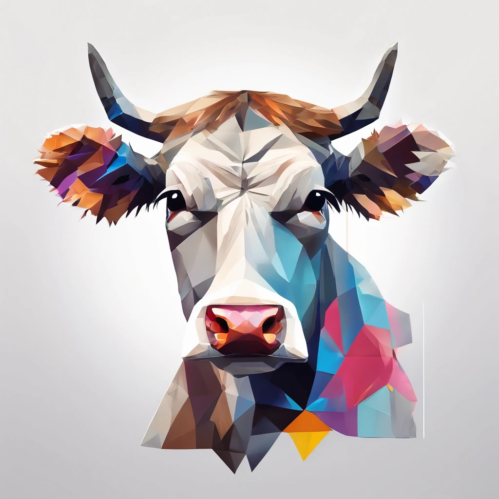 Perfect alignment, Cute cow wearing a jacket，crystal vases，Rose flower, Wearing sunglasses, cheerfulness, Standing position, Abstract beauty, Centered, Looking at the camera, Facing the camera, nearing perfection, Dynamic, Highly detailed, smooth, Sharp focus, 8K, high definition resolution, illustration, Art by Carne Griffiths and Wadim Kashin, White background