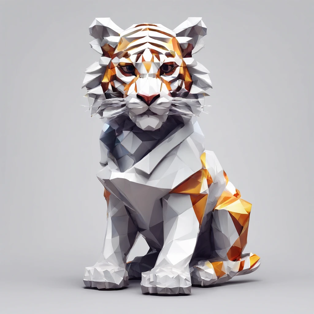 Perfect alignment, Cute little tiger wearing a jacket,crystal vases,Rose flower, Wearing sunglasses, cheerfulness, Standing position, Abstract beauty, Centered, Looking at the camera, Facing the camera, nearing perfection, Dynamic, Highly detailed, smooth, Sharp focus, 8K, high definition resolution, illustration, Art by Carne Griffiths and Wadim Kashin, White background