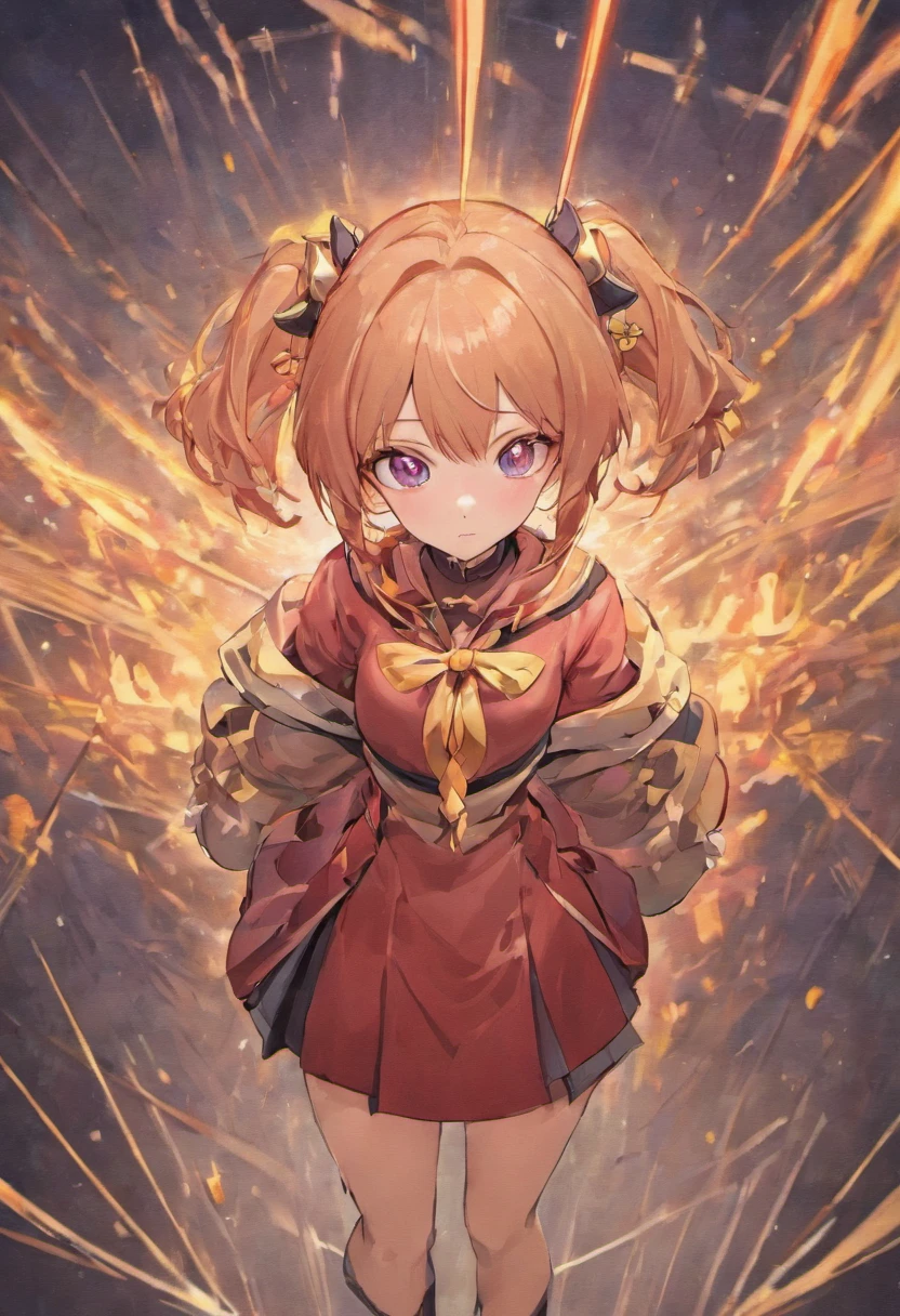 (masterpiece), best quality, expressive eyes, perfect face, elegant, beautiful, wearing an academic uniform, thick, curvy, plumb, streaked hair, pink hair, short hair, twin tails, star-shaped pupils, hair ornament, tanned skin, brown skin, skirt, black leggings, big tits, bewitching hips, full body,