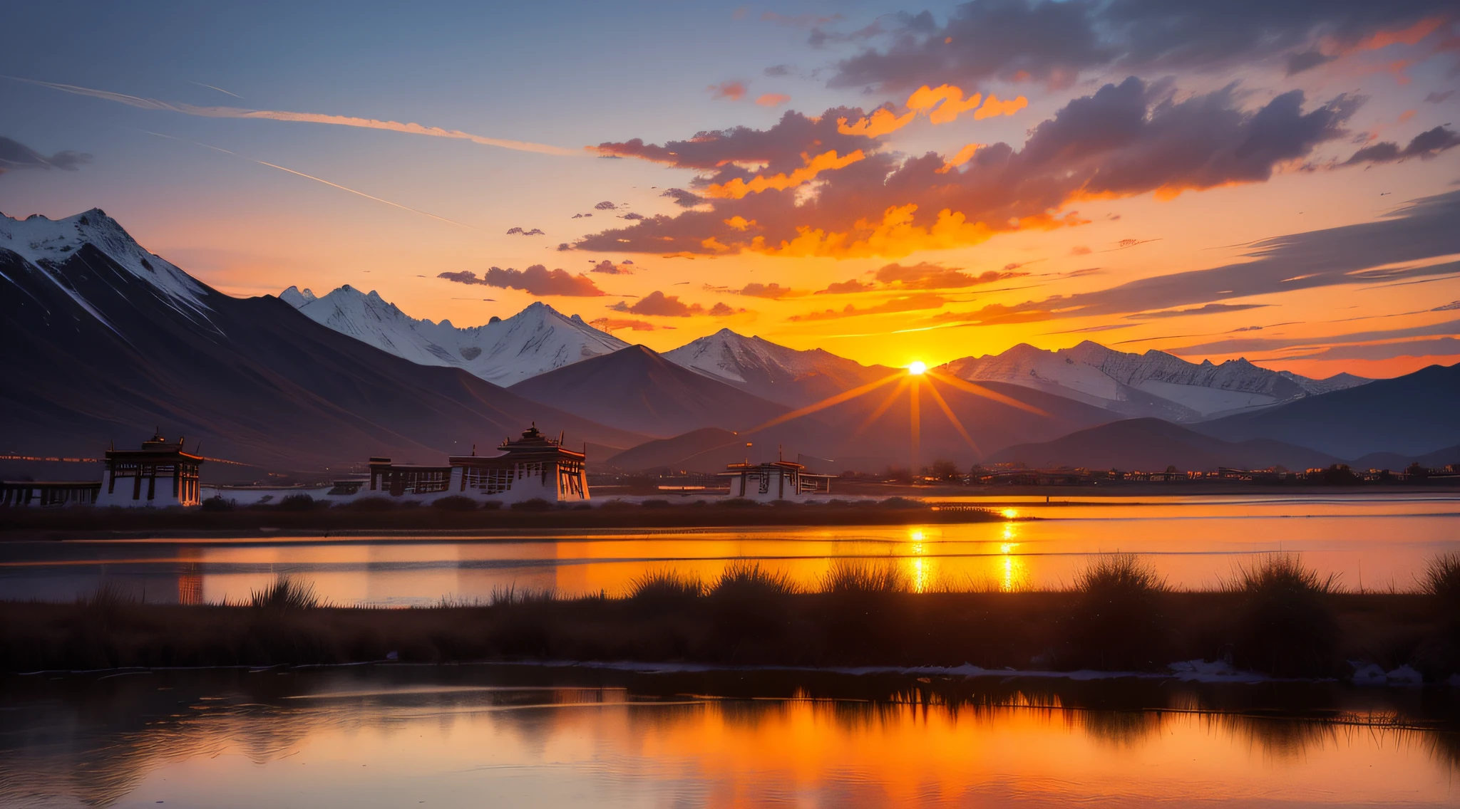Tibet,the sunset,the setting sun