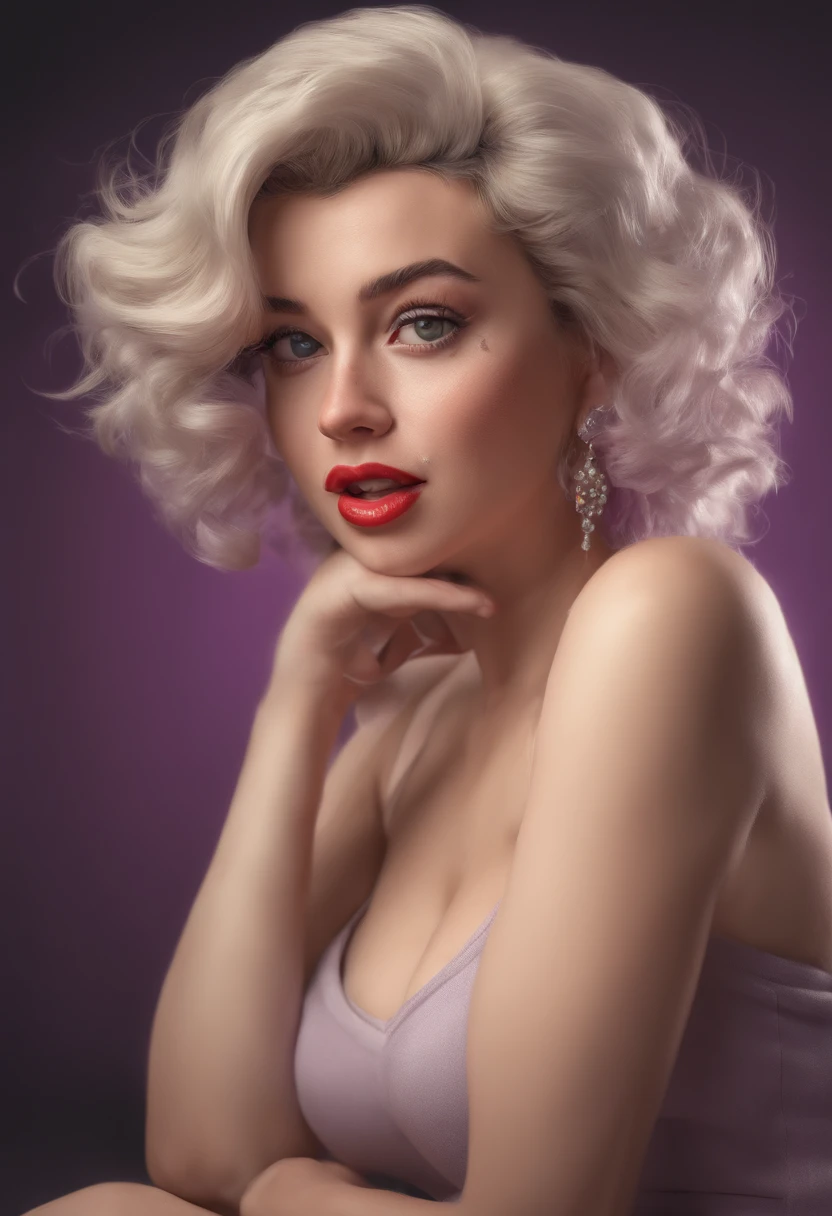 Marilyn Monroe, beautiful retro colors, instagram (realistic, highest resolution: 1.4), ((puffy eyes)), Looking at Viewer, full body (8k, RAW photo, best quality, master piece: 1.2), (realistic, photo photorealistic: 1.37), (sharp focus: 1.2), professional lighting, photon mapping, radiosity, physically based rendering, (pale skin: 1.2), (big breast: 1.2), looking at the audience, (medium hair: 1.5) , portrait, Purple eyes, (Brunet: 1.1), bangs, (simple background: 1.4), alone, upper body, realistic, (masterpiece: 1.4), (Very high quality: 1.4), (light skin), sister maga, makeup, lewd smile (thin, shut up, shy: 1.3), (squat, no panties), medium breasts, sexy pose, open legs, penetration - sexual arousal, sexual expression
