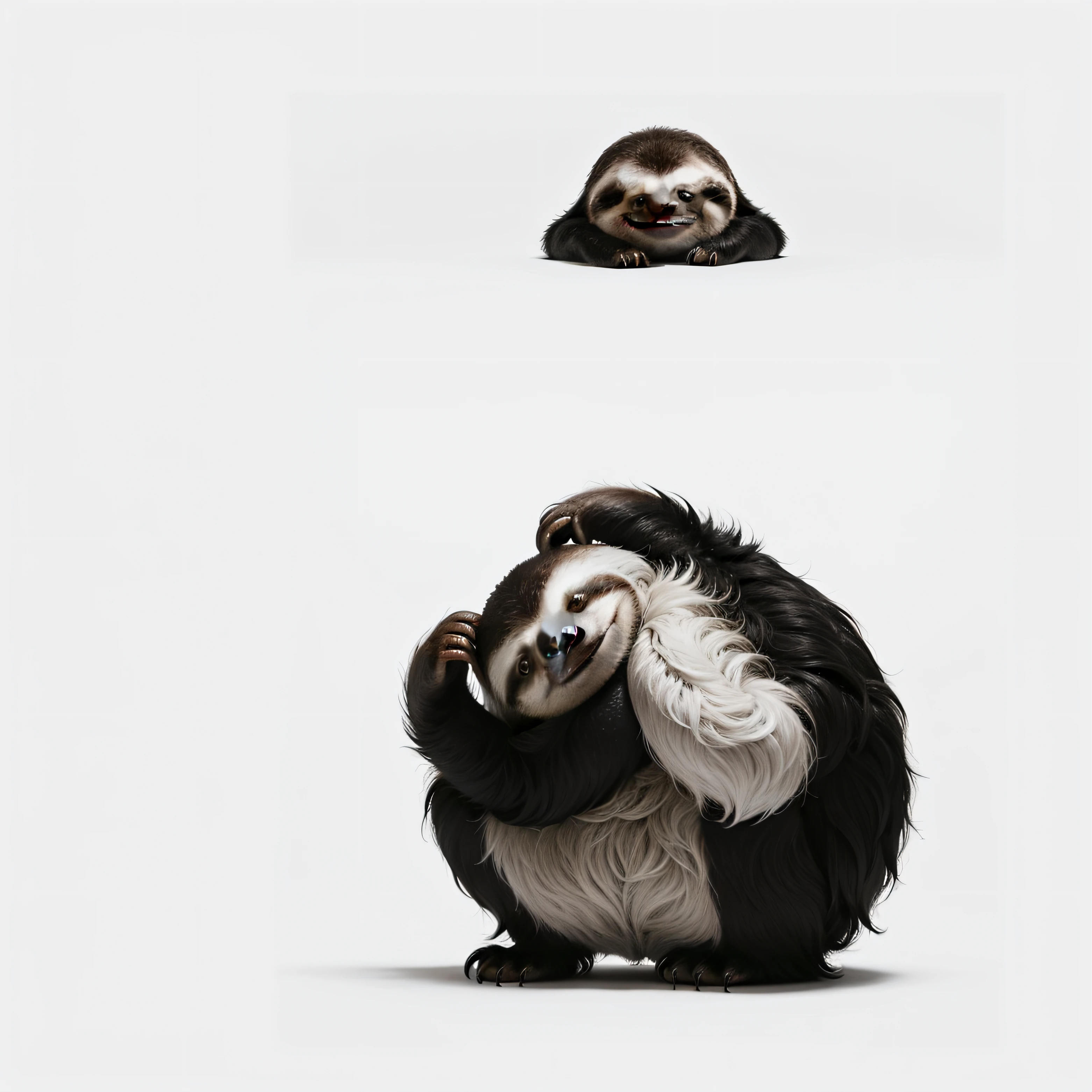 The Sloth、The Sloth、monochromes、A logo、dense lines、white backgrounid、cartoon、illustratio、a sticker