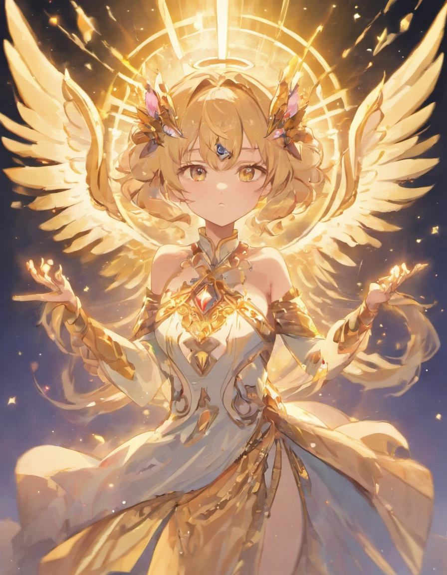 (Golden Goddess Freyer, Majestic Goddess of Love and Magic, Her hands shine with mysterious power.Her hands shine warm and charmingly.Her presence is a light of hope and joy.Her golden aura is、It is a shining golden aura of love and protection.Shooting star brilliance、Golden moonlight、Beautiful Finger、Detailed heart-shaped aura at your fingertips、
