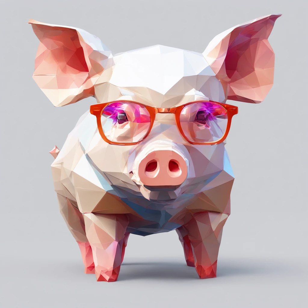 Perfect alignment, Cute little pig wearing a jacket，crystal vases，Rose flower, Wearing sunglasses, cheerfulness, Standing position, Abstract beauty, Centered, Looking at the camera, Facing the camera, nearing perfection, Dynamic, Highly detailed, smooth, Sharp focus, 8K, high definition resolution, illustration, Art by Carne Griffiths and Wadim Kashin, White background