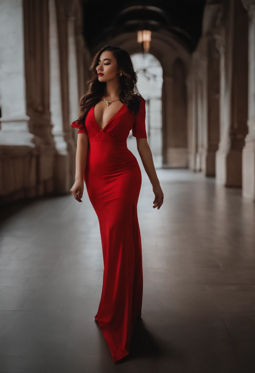 (RAW photos,4K,tmasterpiece,offcial art,统一 8k 壁纸,A high resolution,realisticlying,extremly intricate)Artistically refined,attractive beautiful,immersiveatmosphere,Moody light,enchanting glow,Glowing lights,Amazing aesthetics,dramatic contrast,dynamic angle,Official fine art,Aesthetic and aesthetic,extremely detailed background,Fantasy art,BEST lighting,Dinamic Light,Best shadow,depth of fields,romanticism lain,Fantastic atmosphere,calm color palette,Tranquility,Soft shadows,Traditional principles,Epic composition,(Enchanting aura: 1.1) (Cowboy shot)(Close up)(From the side Side:1.3)(a chinese wedding)(耳Nipple Ring)(Gorgeous jewelry) (rim lit:1.3), (Dimly lit:1.3), (Dark night:1.3), High contrast, Deep shadows, 1girll,Wearing a red and gold dress,Phoenix crown,Solo,Style glass photo,(Bigchest,a narrow waist,Cocked buttocks:1.2),(Bright red lips:1.1)(Traditional Chinese red cheongsam:1.2)(wear like a chinese bride),brunette color hair:1.6,Dark eyes:1.5,Correct anatomy,5 fingers,Cinema lenses,