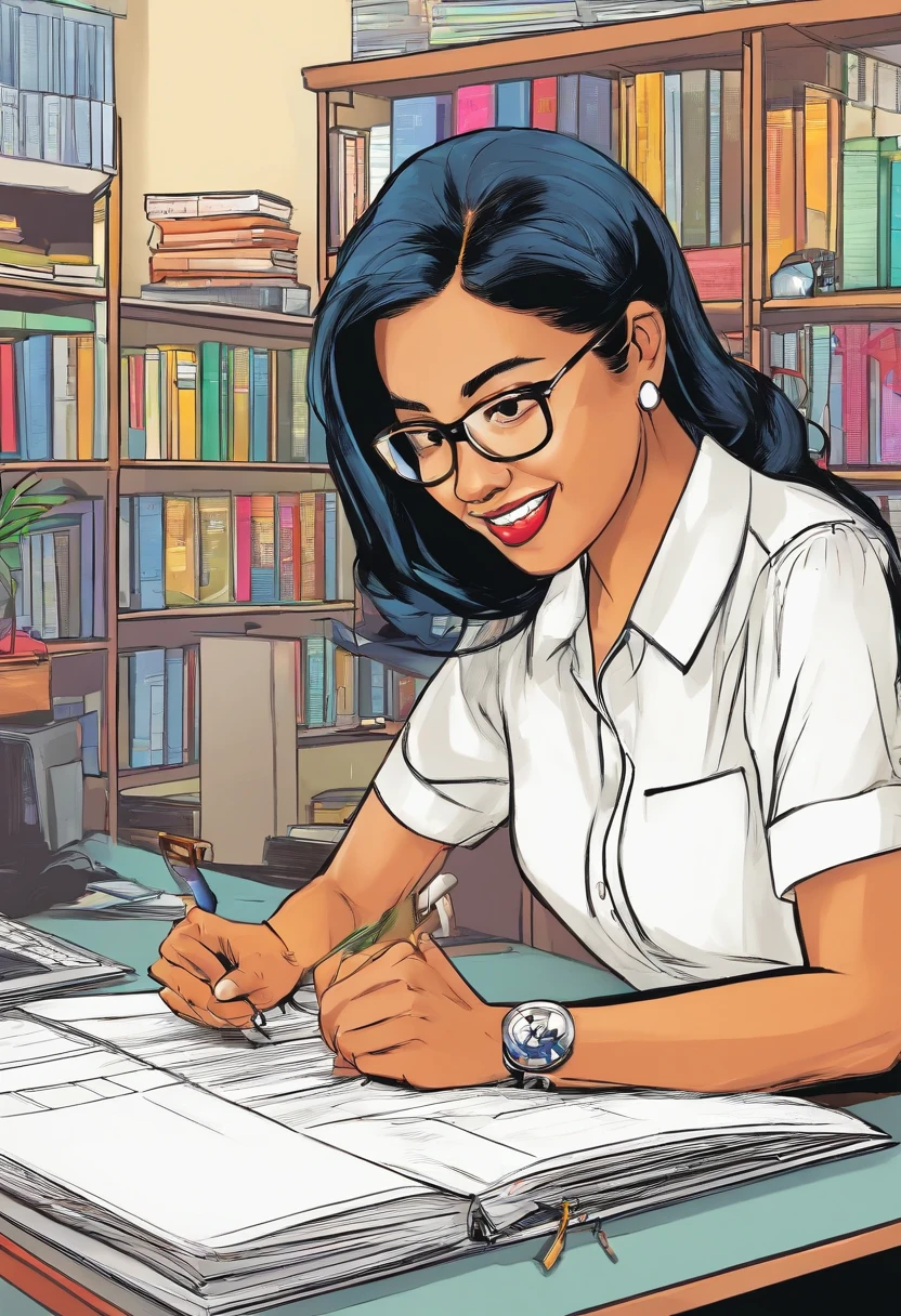 Beautiful Malay matured women in office attire teaching graphic design in classroom