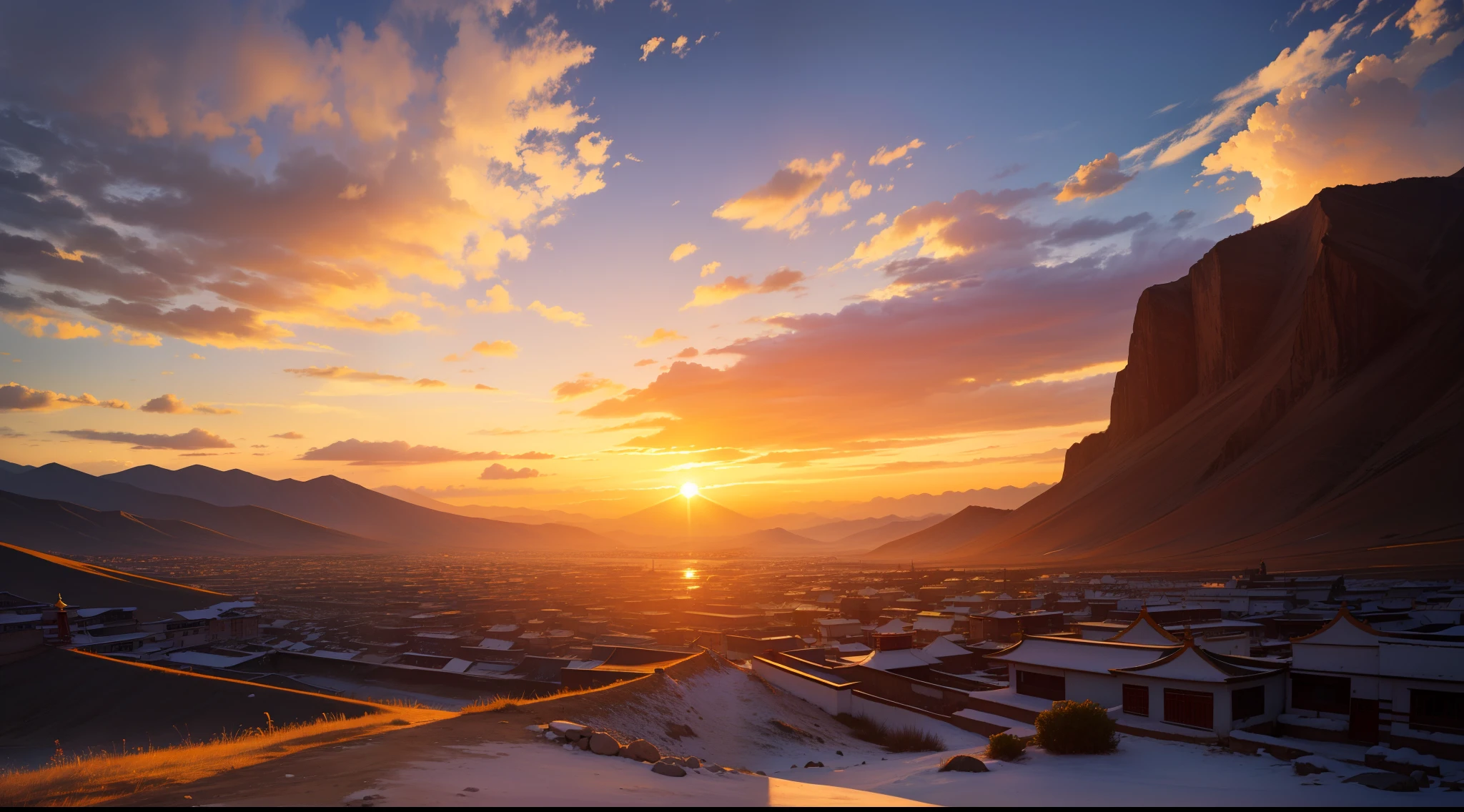 Tibet，the sunset，the setting sun