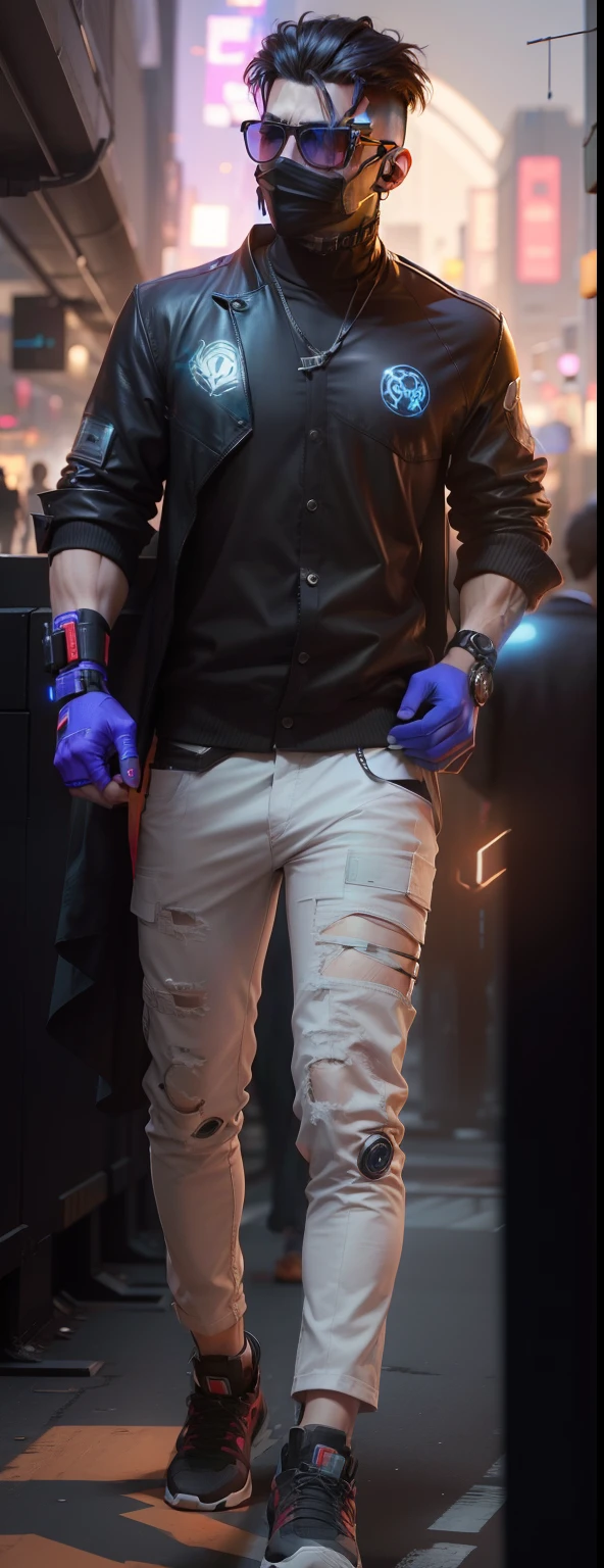 Change background cyberpunk handsome boy realistic face