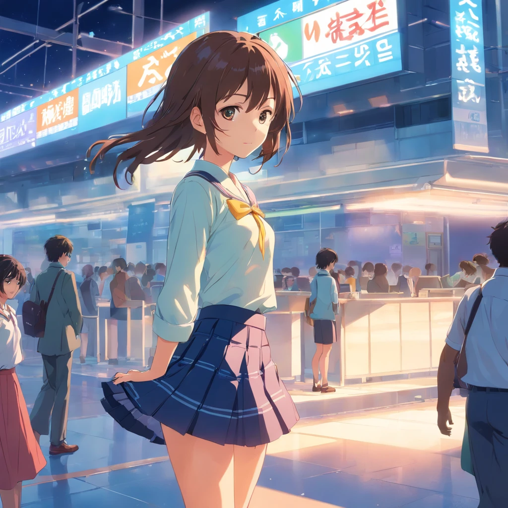 girl with、skirt by the、Classroom