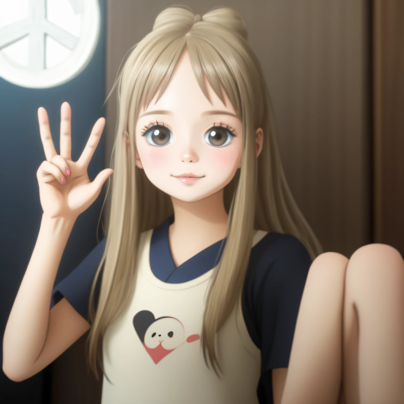 Cute girl doing peace