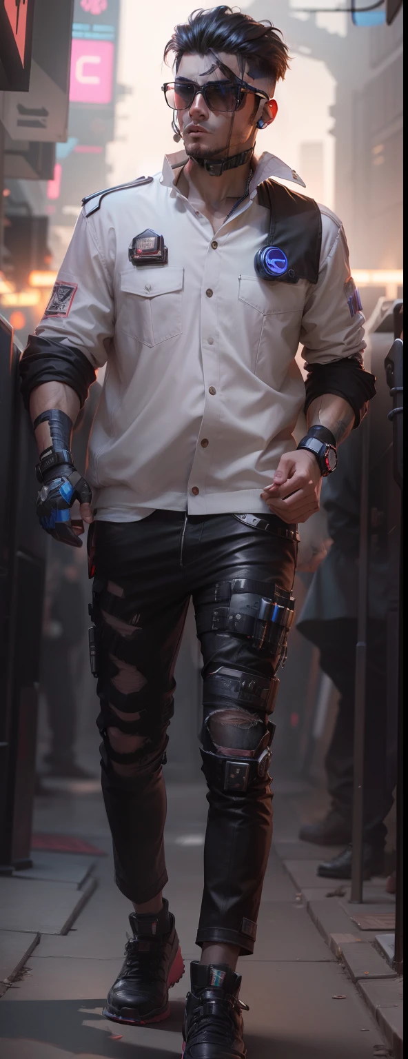 Change background cyberpunk handsome boy realistic face