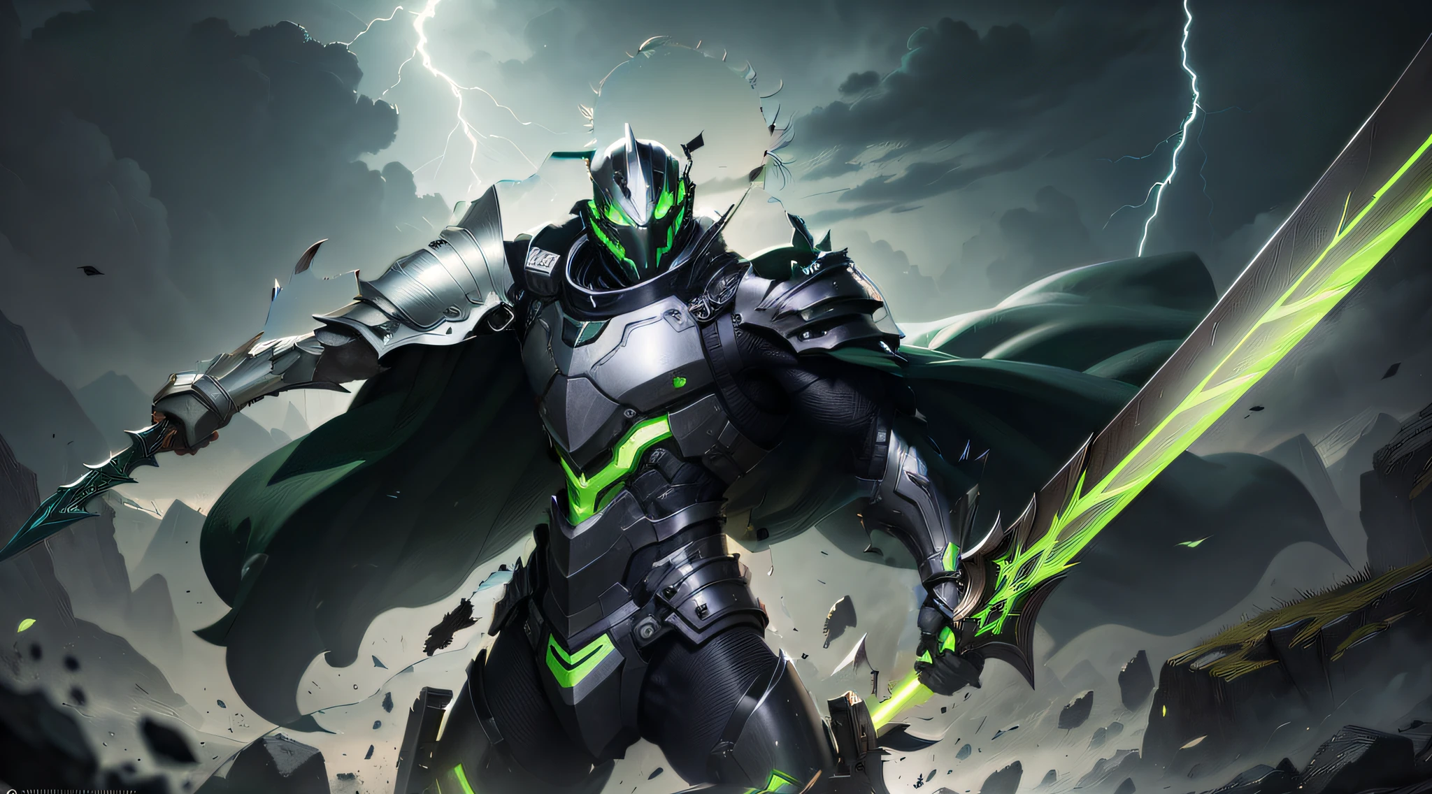 man with black titanium armor green