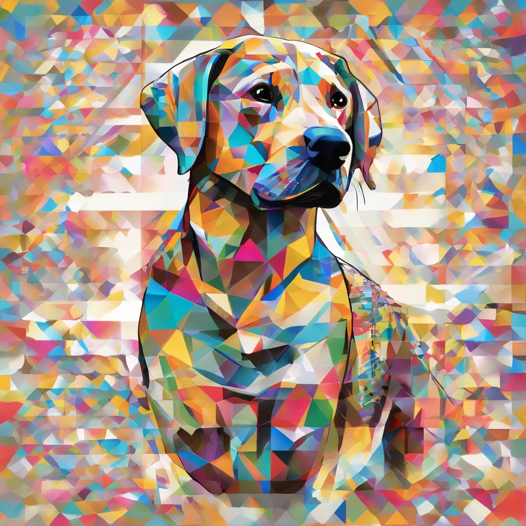 (Labrador retriever ),(Best posture),(best angle), (Better expression), Eduardo Kobra Acorjo Amento ,Multidimensional geometric wall portrait, Artistically, tchibi,yang08k, big breasts beautiful, Coloring,