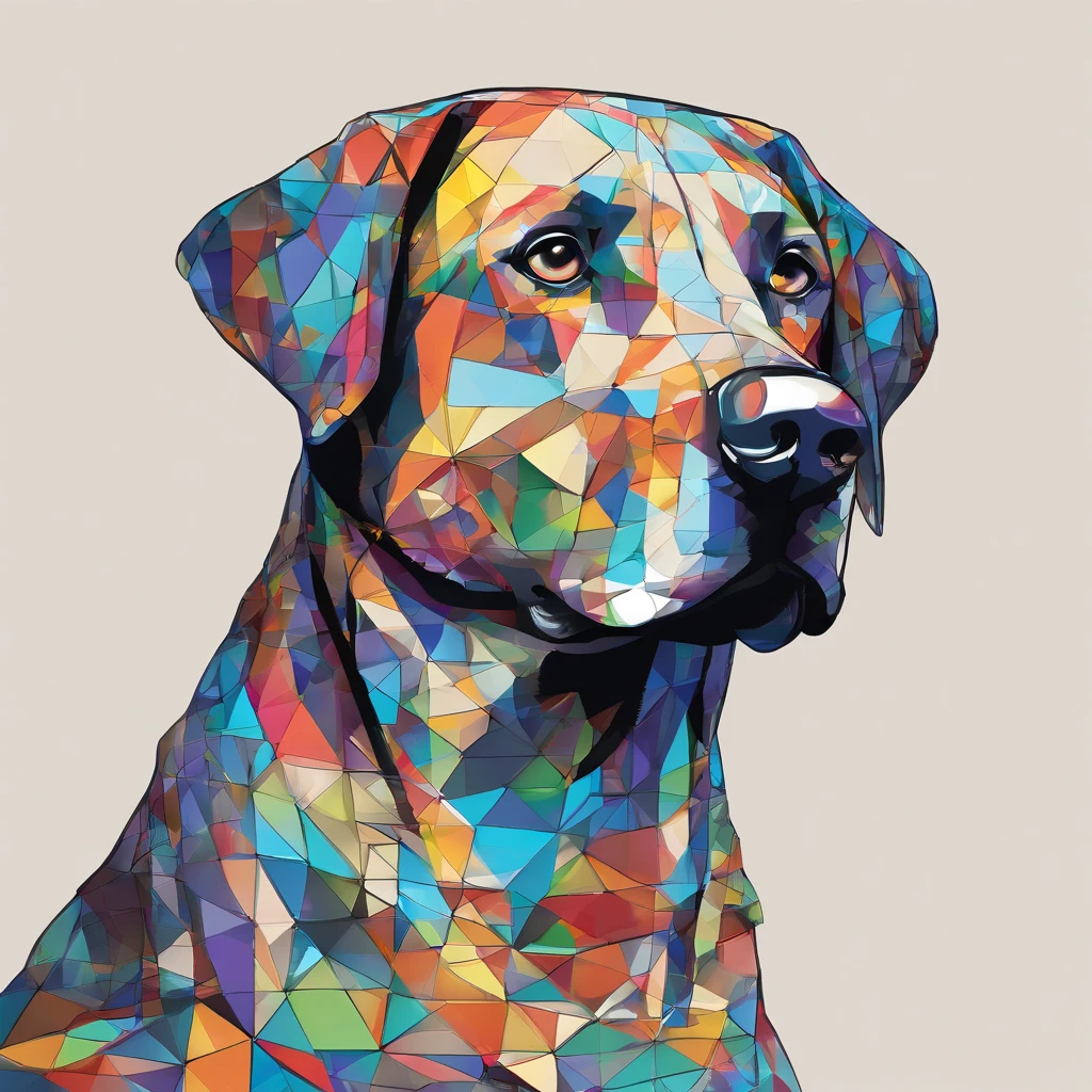 (Labrador retriever ),(Best posture),(best angle), (Better expression), Eduardo Kobra Acorjo Amento ,Multidimensional geometric wall portrait, Artistically, tchibi,yang08k, big breasts beautiful, Coloring,