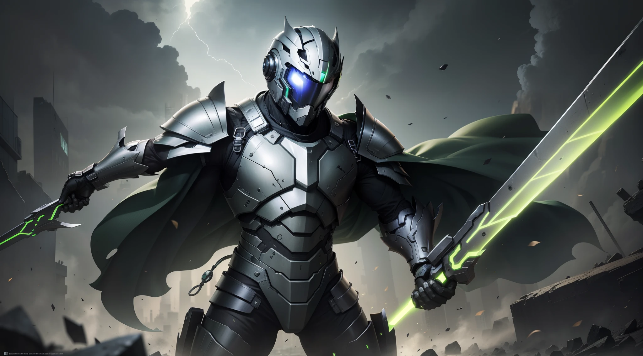 man with black titanium armor green
