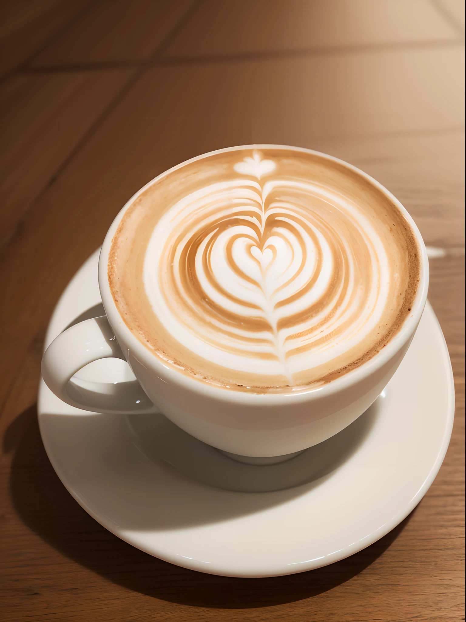 A latte with, white foam, clasic latte art, high resolution, (masterpiece), vibrant